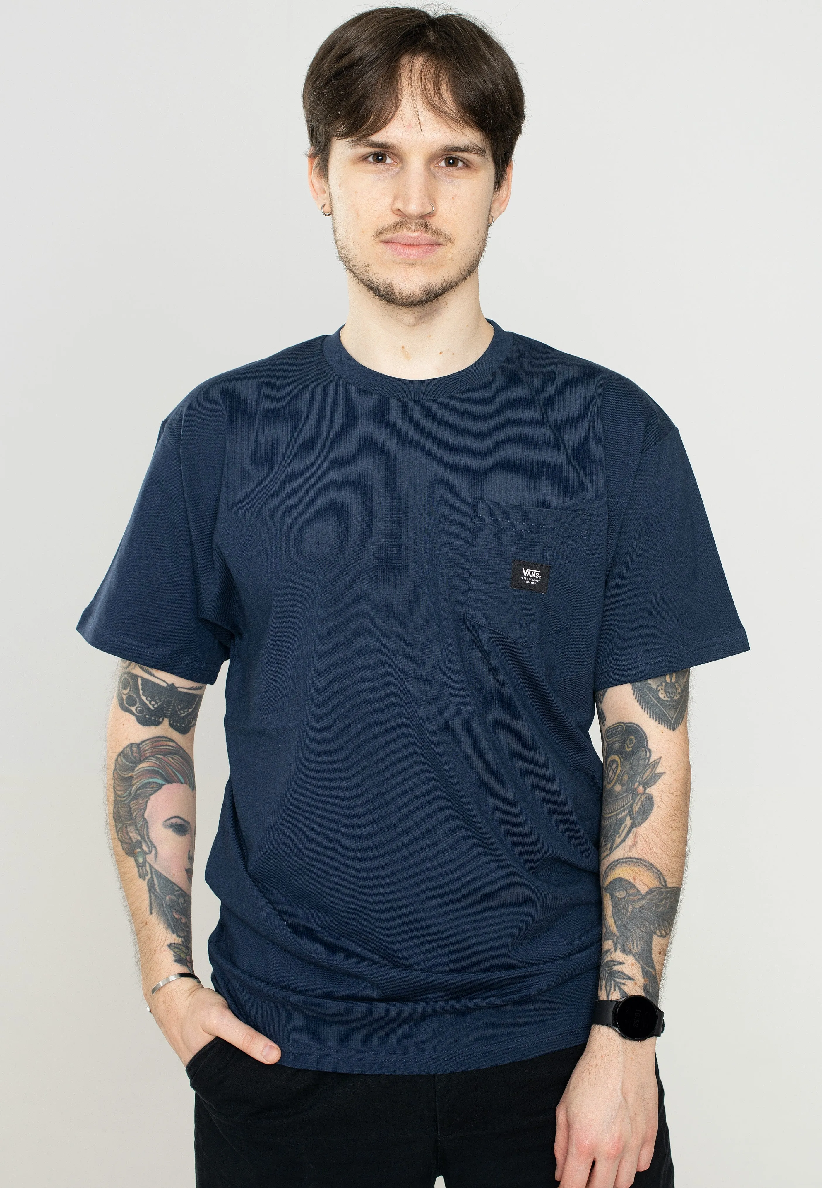 Work Uniform City Casual Vans - Woven Patch Pocket Dress Blues - T-Shirt