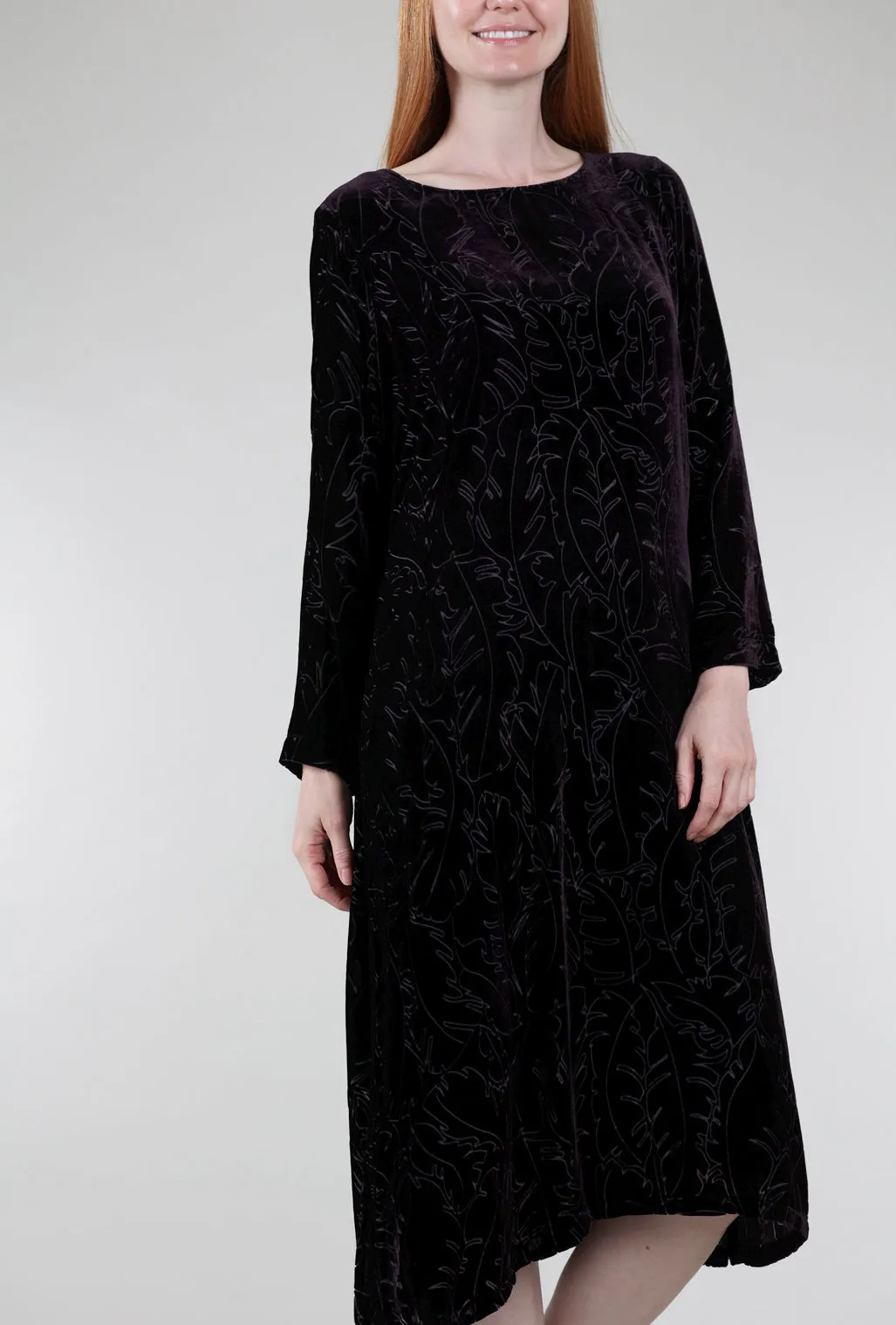 Velvet Burnout Ilene Dress, Black Casual Luxe