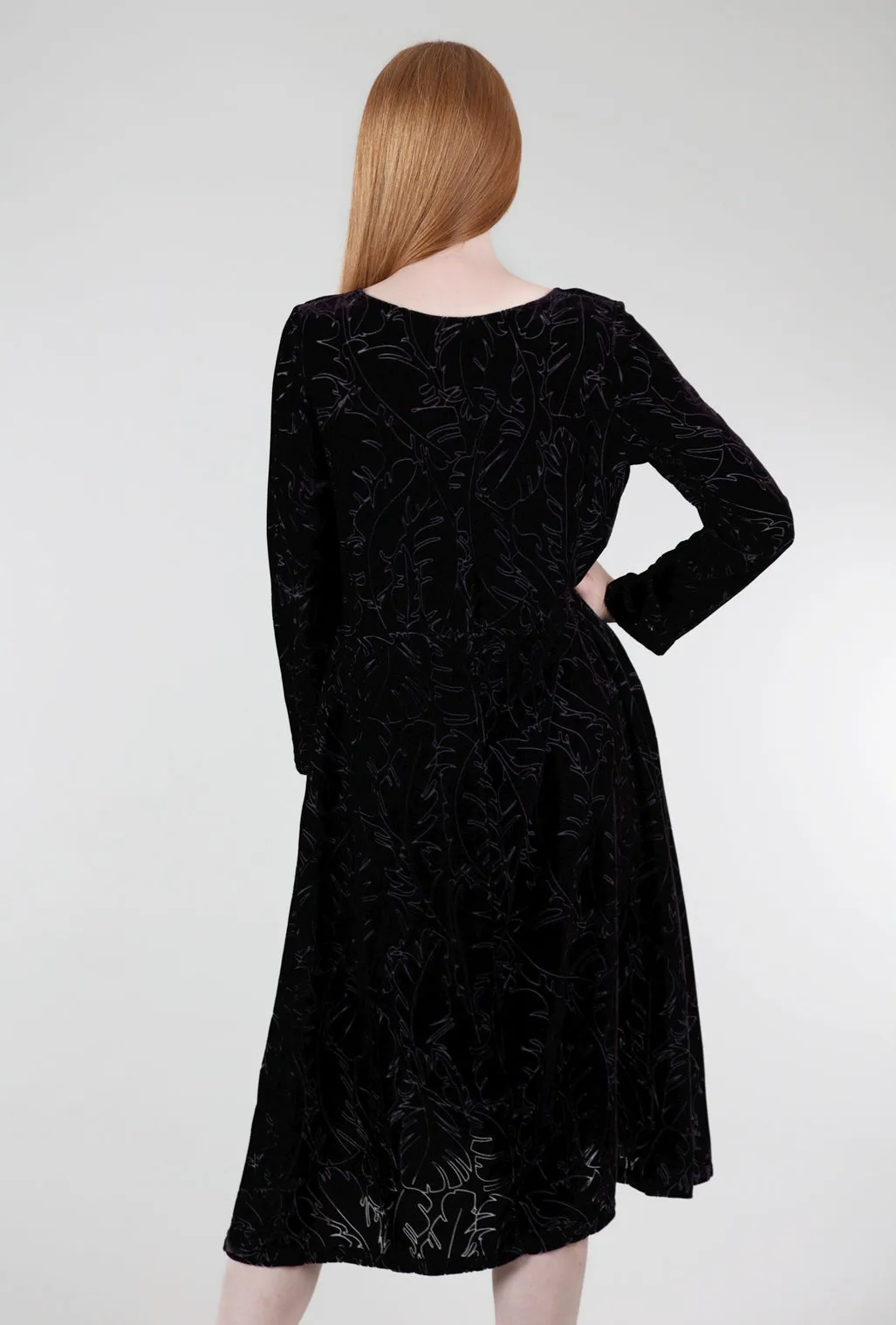 Velvet Burnout Ilene Dress, Black Casual Luxe