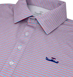 Skiff Dogs: Slack Tide Polo - Coral/Light Blue Collared Shirt