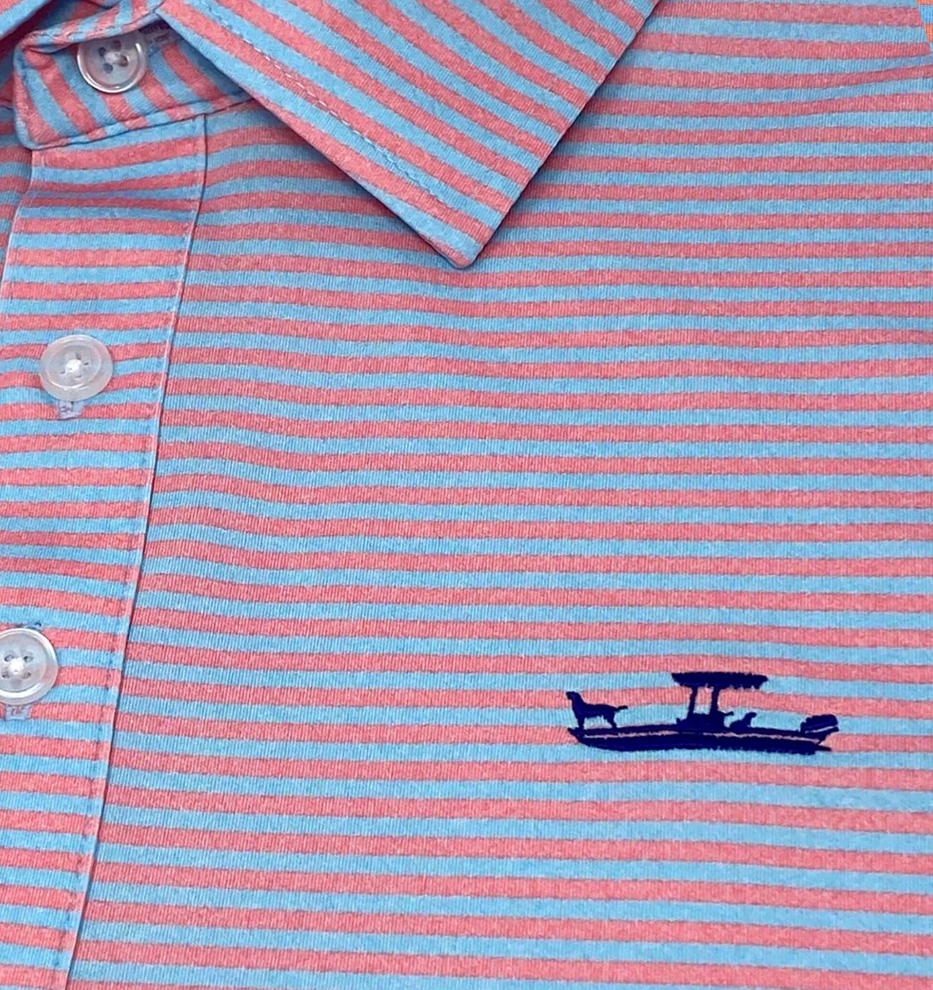 Ventilated Design Skiff Dogs: Slack Tide Polo - Coral/Light Blue