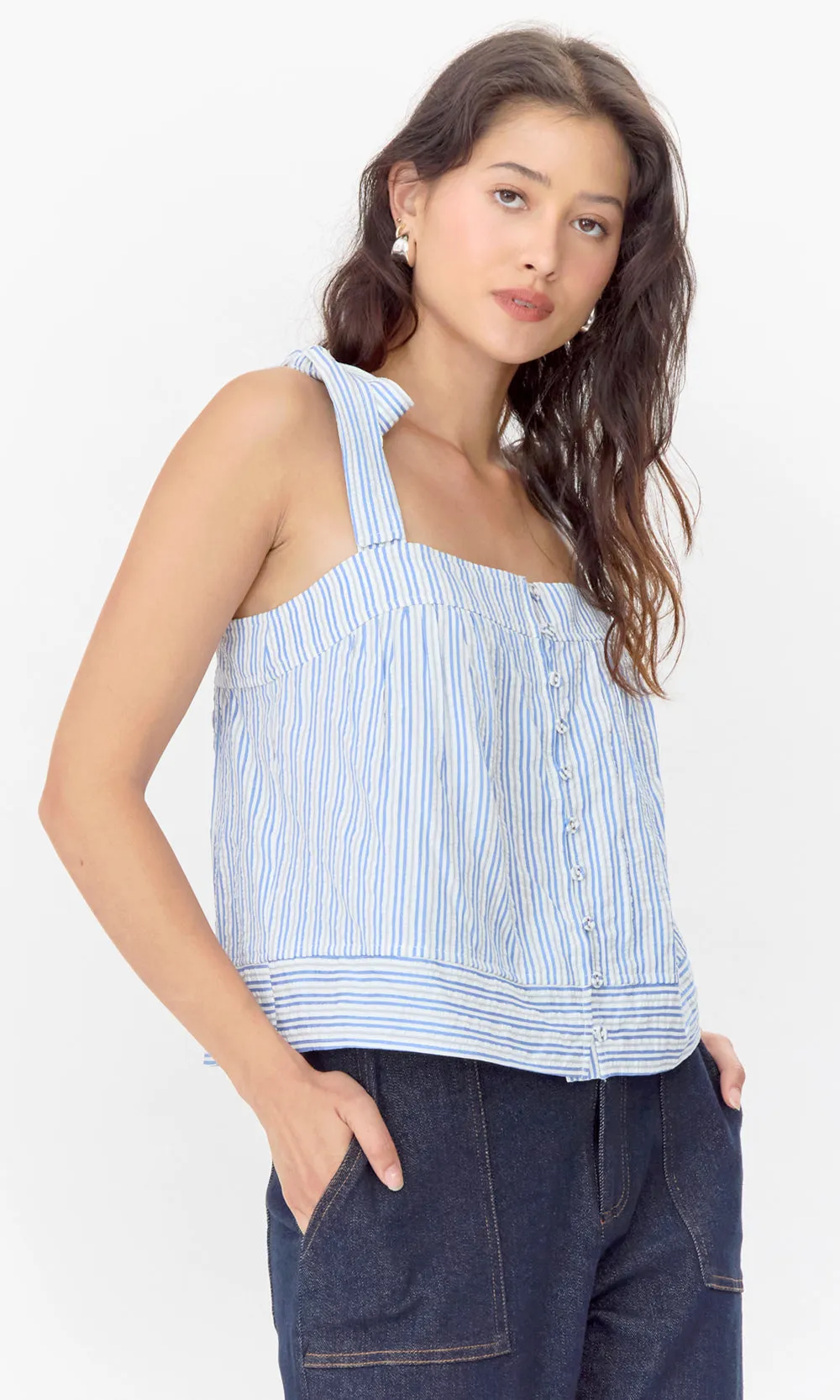 Vera Tie Shoulder Striped Easy Top Vibrant Styles