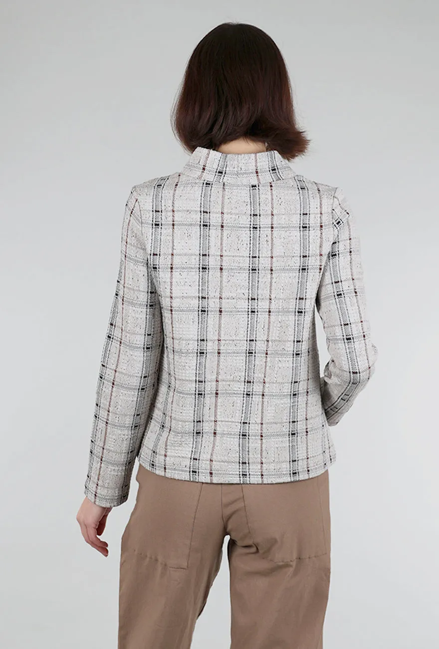 Versatile Knit Speckle Knit Plaid Pullover, Putty