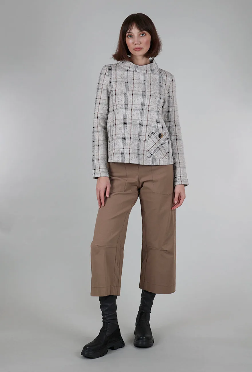 Versatile Knit Speckle Knit Plaid Pullover, Putty