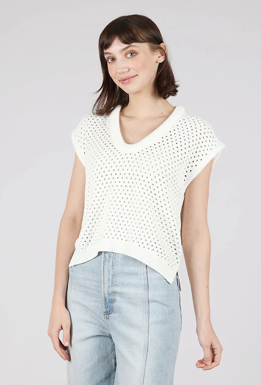 Beck Open Knit Cropped Sweater, Le Blanc Heavyweight knit top