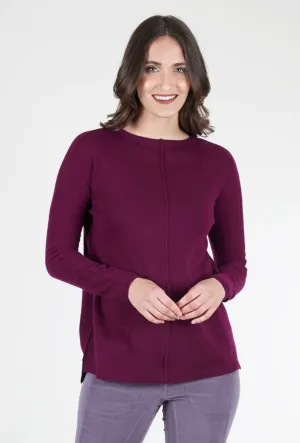 Seamed Easy Cashmere Pullover, Plum Quiet Tone Touch Of Soft
