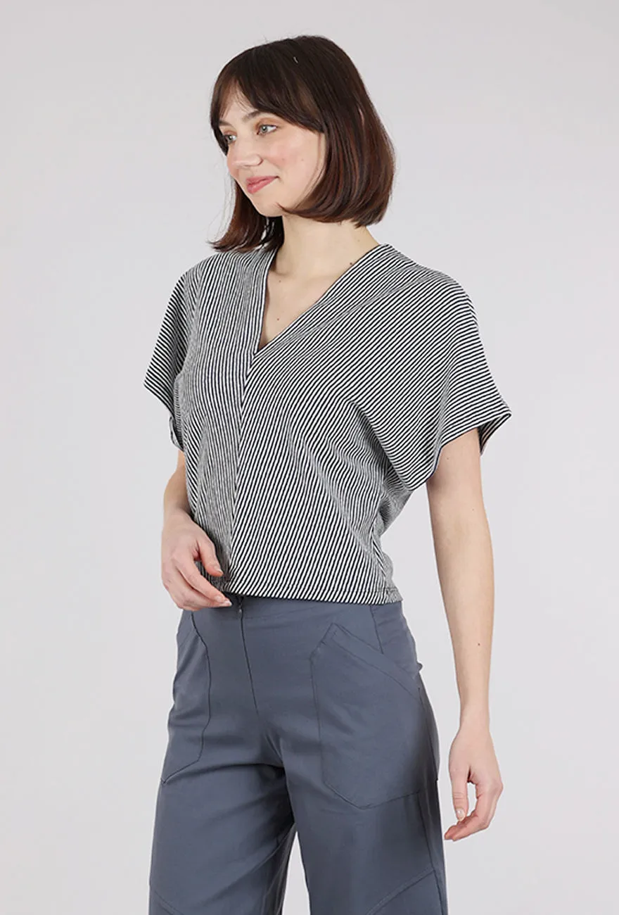 Vertical Stripe Knit Top, Navy/White Versatile Knit