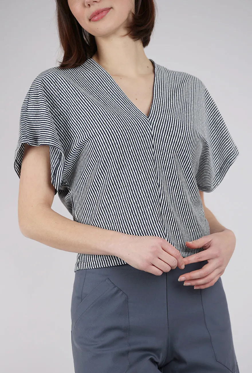Vertical Stripe Knit Top, Navy/White Versatile Knit