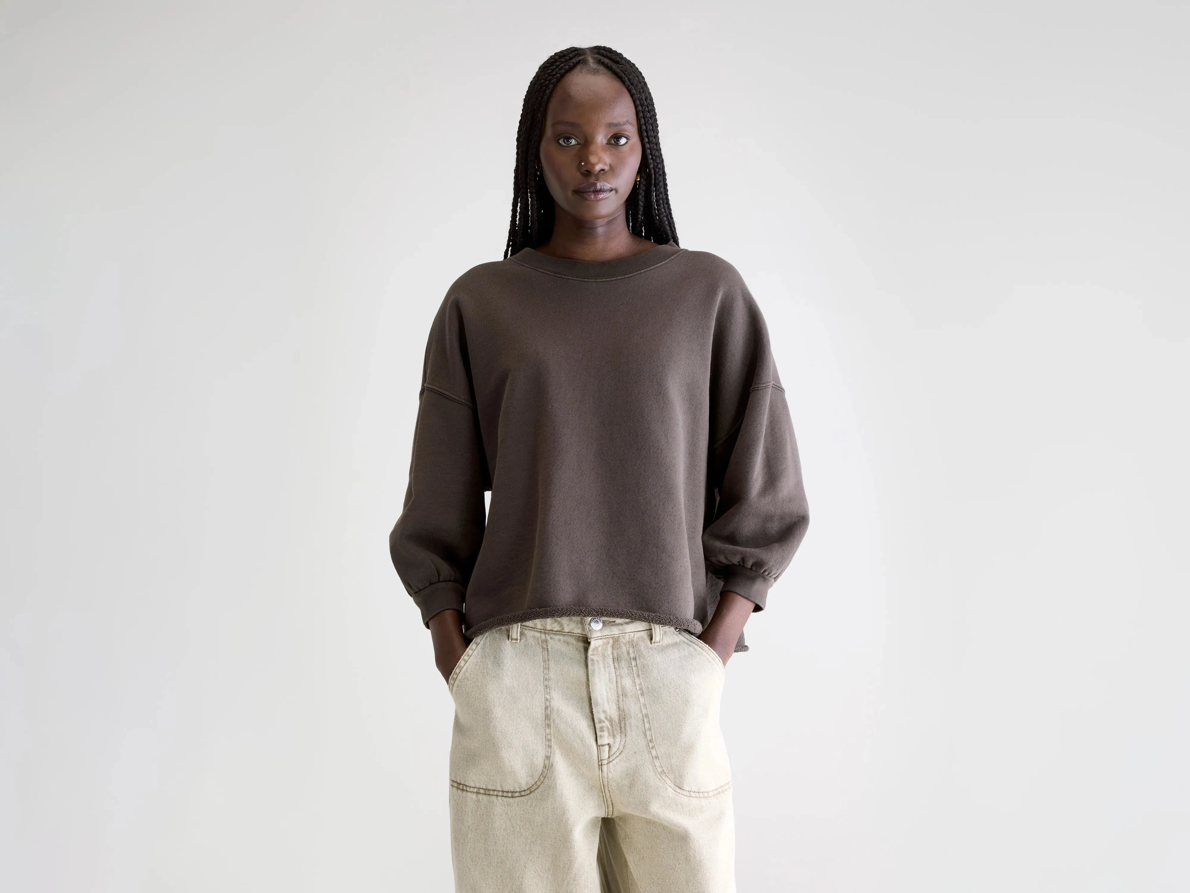 Vicske crewneck sweatshirt (252 / W / DARK ROAST) Windproof Design Thin