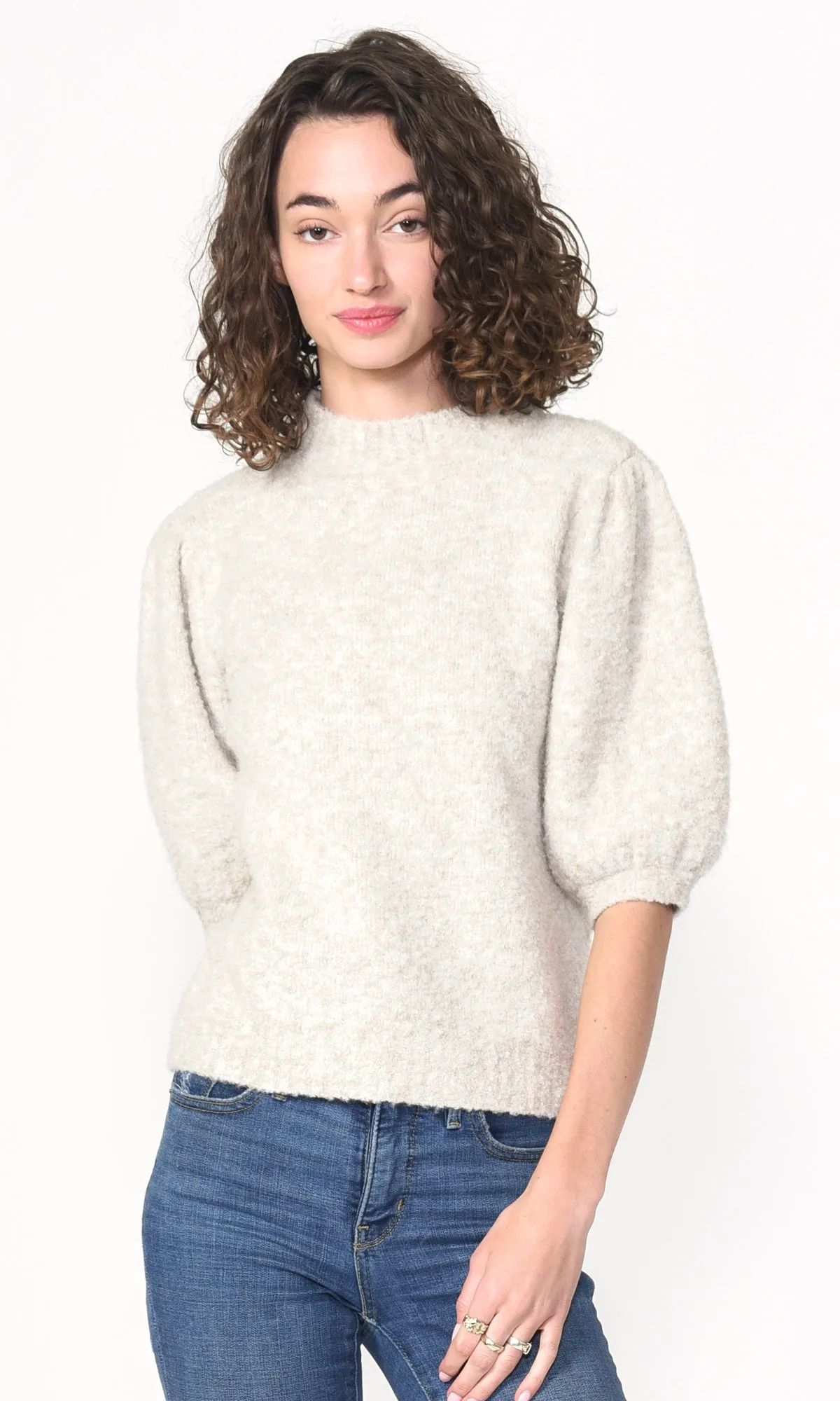 Vienne Cozy Knit Puff Sleeve Top - SUSTAINABLE Thick Yarn