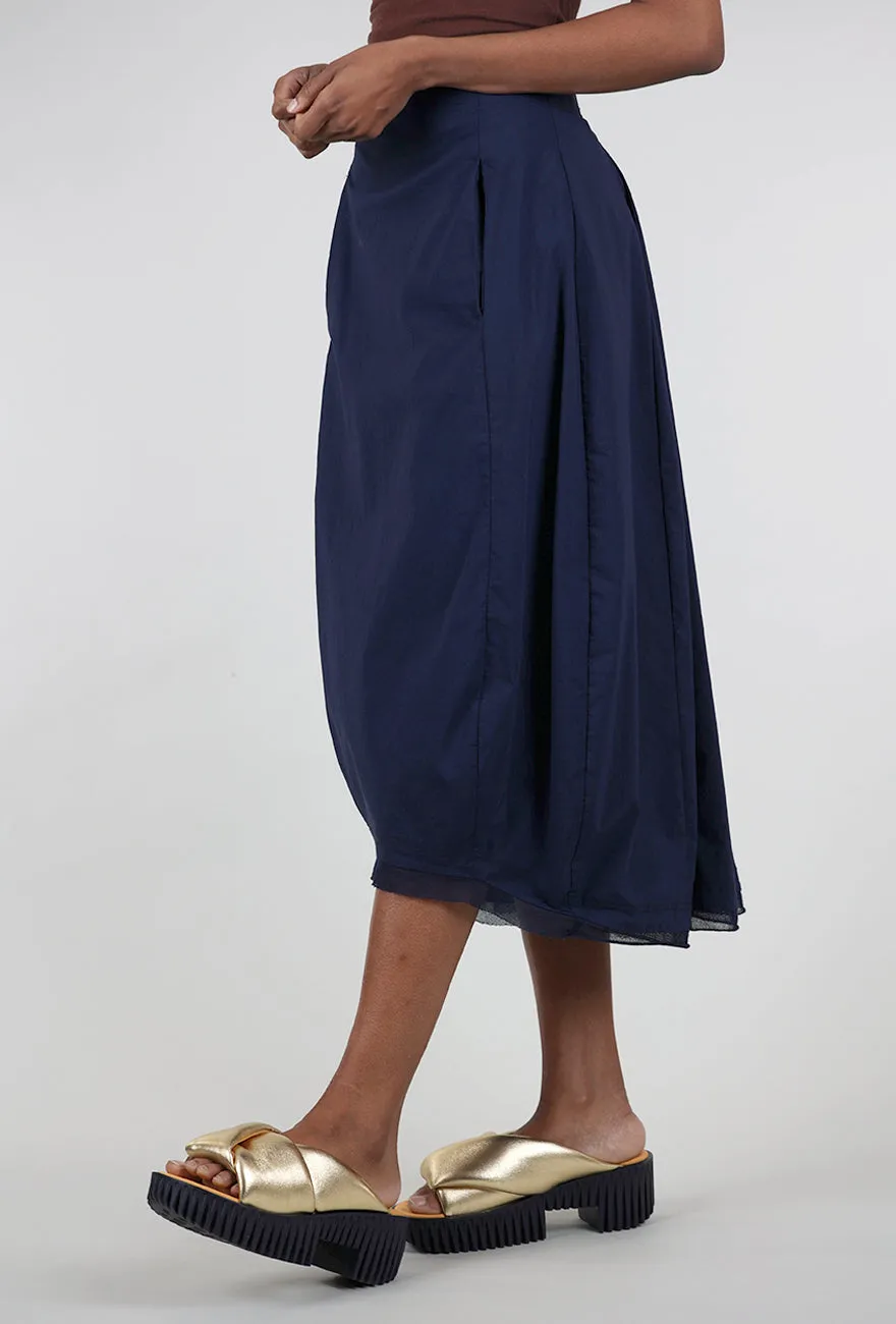 vintage charm CLT Mesh Details A-Line Skirt, Navy