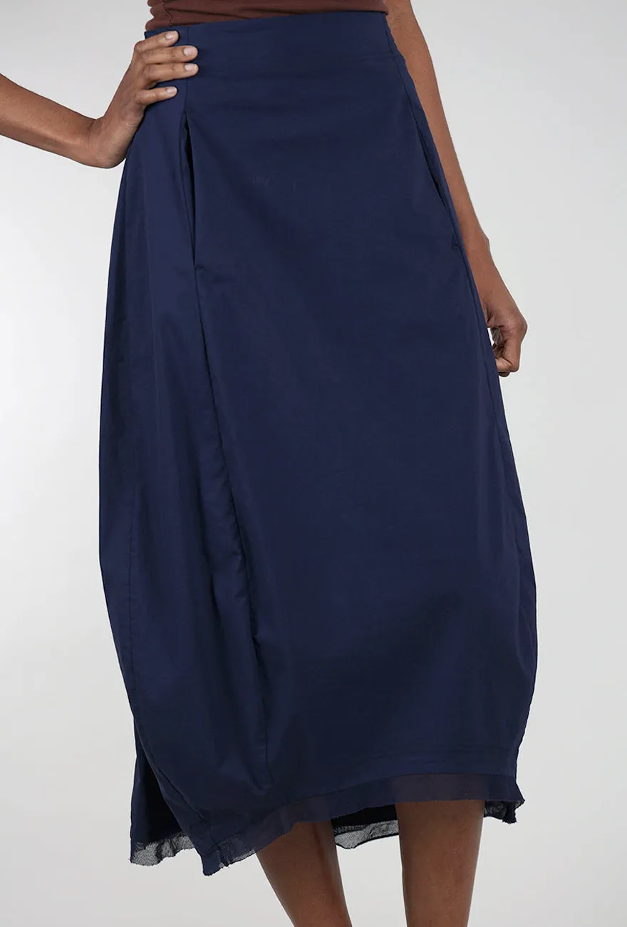 vintage charm CLT Mesh Details A-Line Skirt, Navy