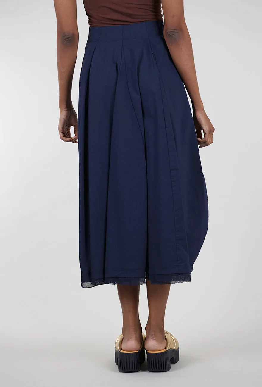 vintage charm CLT Mesh Details A-Line Skirt, Navy