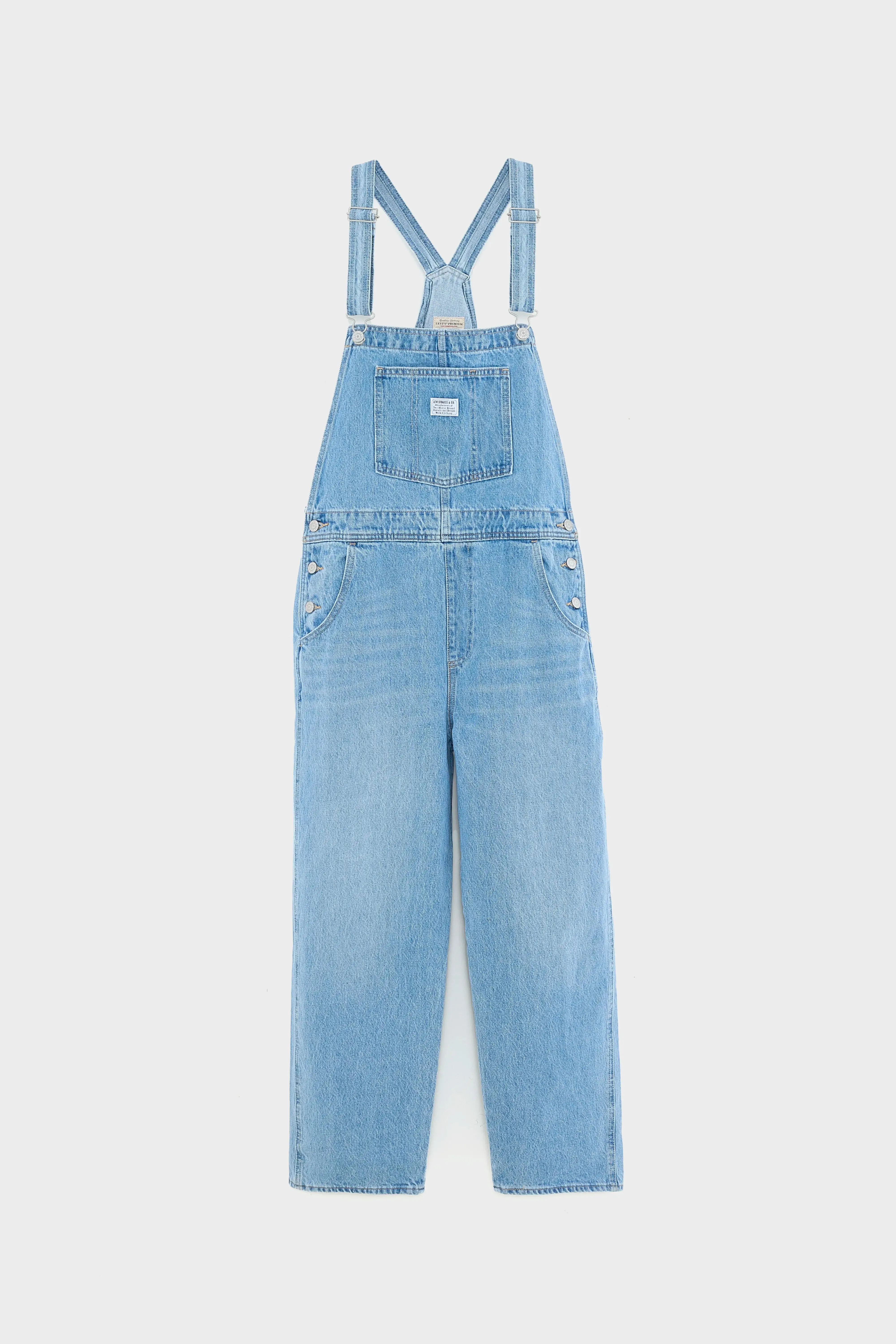 Vintage Denim Overalls  (251 / W / LT STONE WASH) Bow Accent
