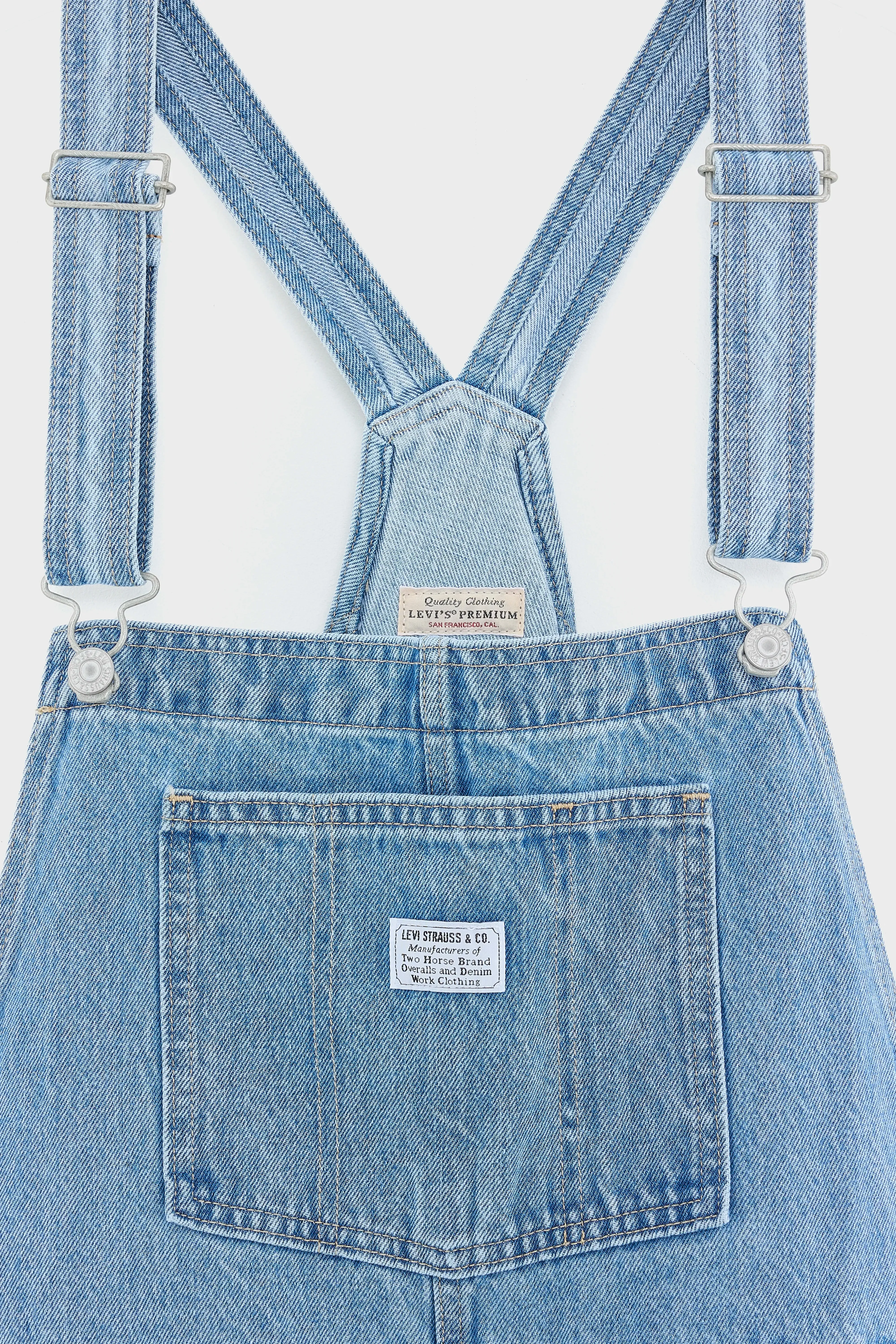 Vintage Denim Overalls  (251 / W / LT STONE WASH) Bow Accent