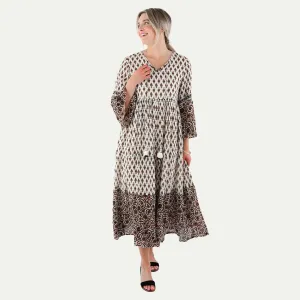 Julia Ecru and Black Bohemian Tiered Dress Coffee Break