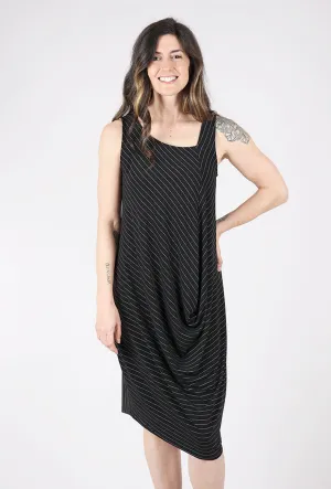 Violet Stripe Dress, Black Printed-Lining
