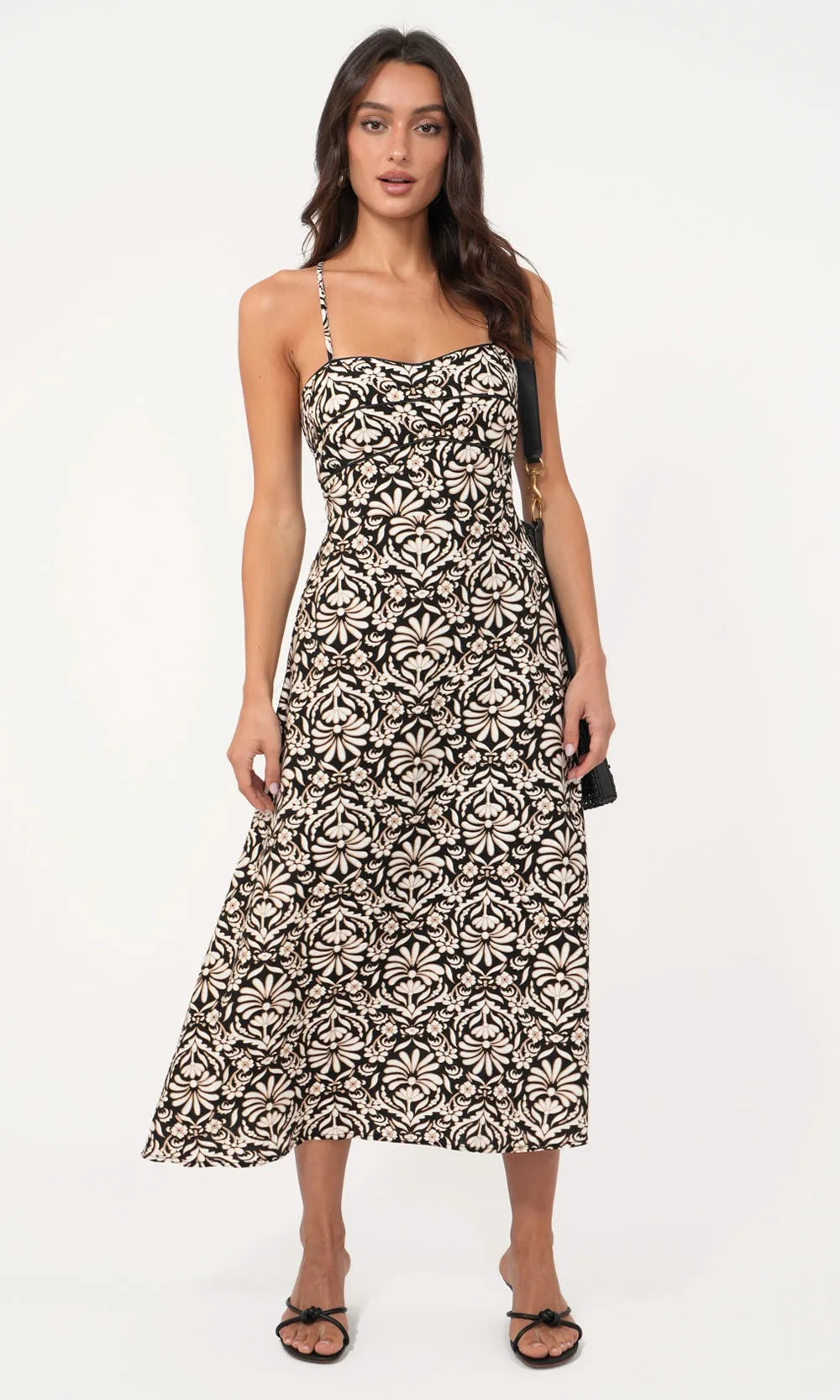 Visible Seam Cherinne Strappy Back Halter Midi Dress