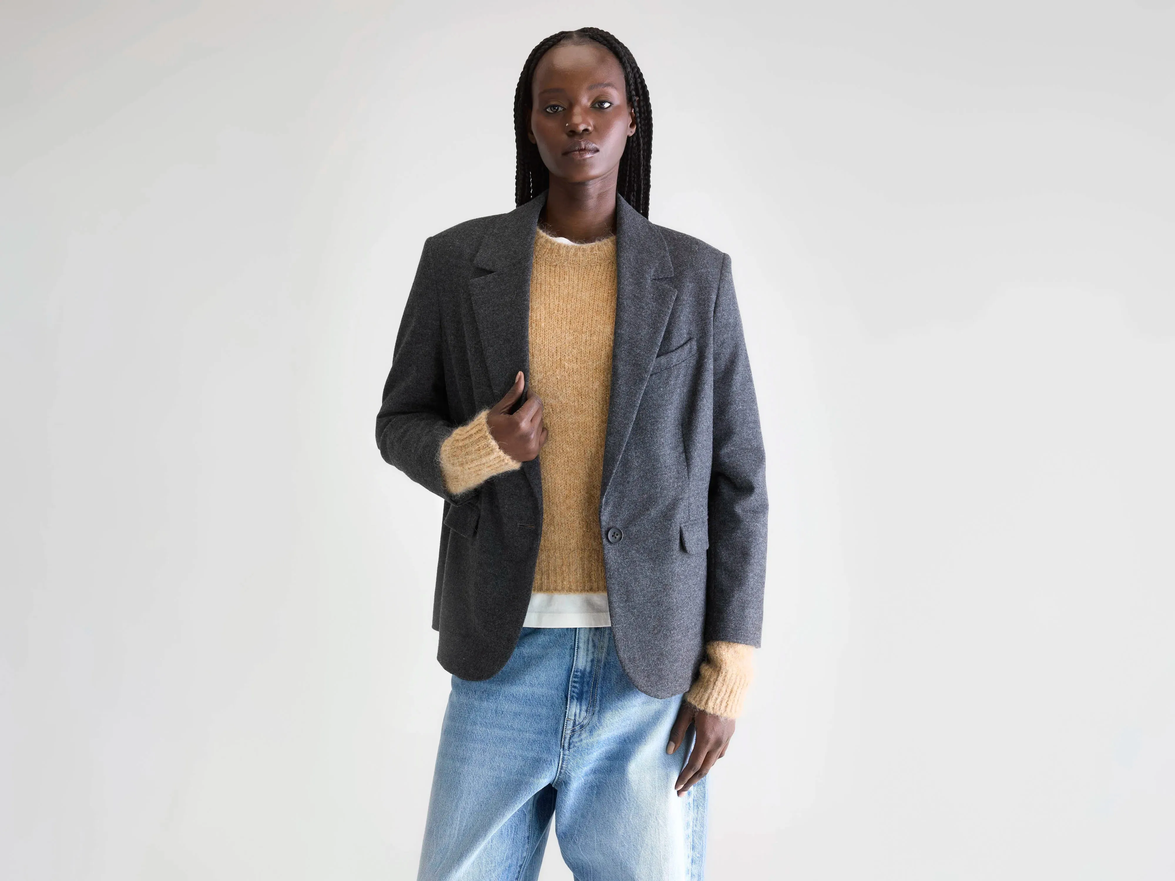 Functional Zip Detail Layered Comfort Look Volle tailored blazer (252 / W / ANTHRACITE)