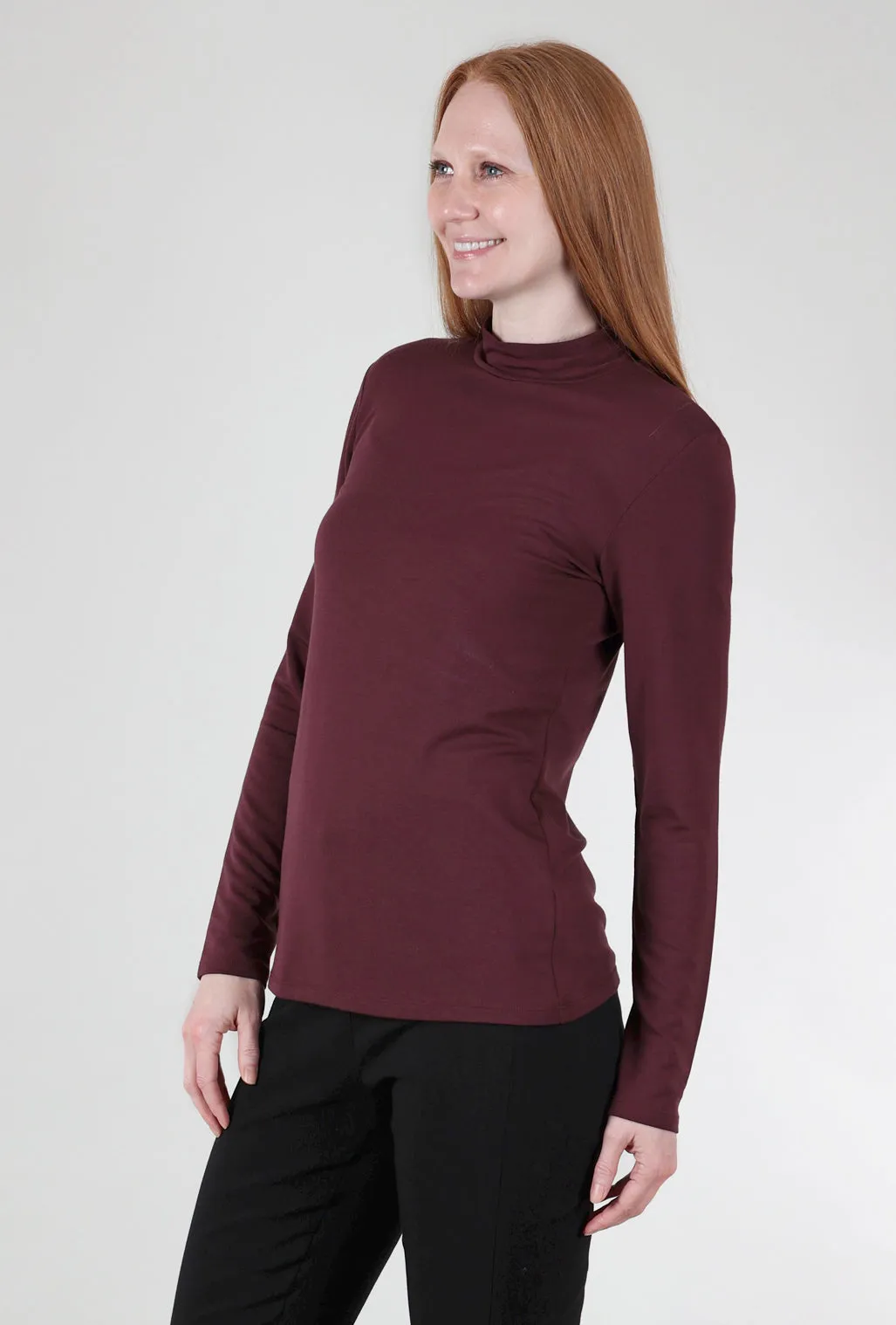 Warm Fit Essential Jersey Mock Neck, Burgundy