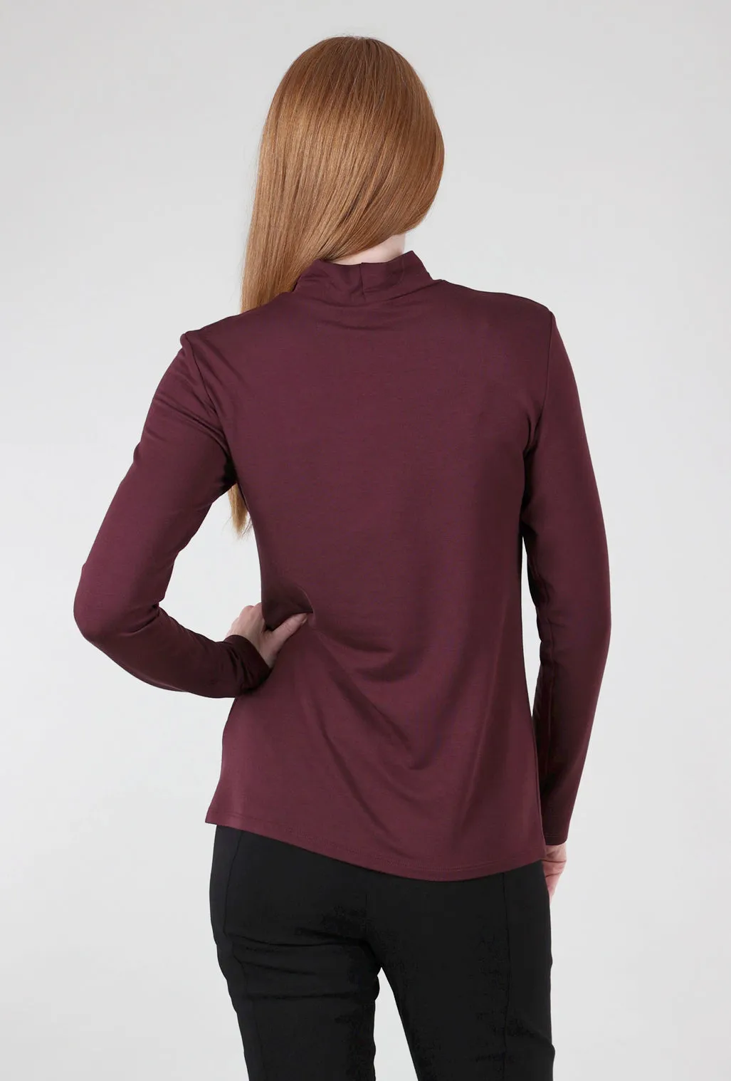 Warm Fit Essential Jersey Mock Neck, Burgundy