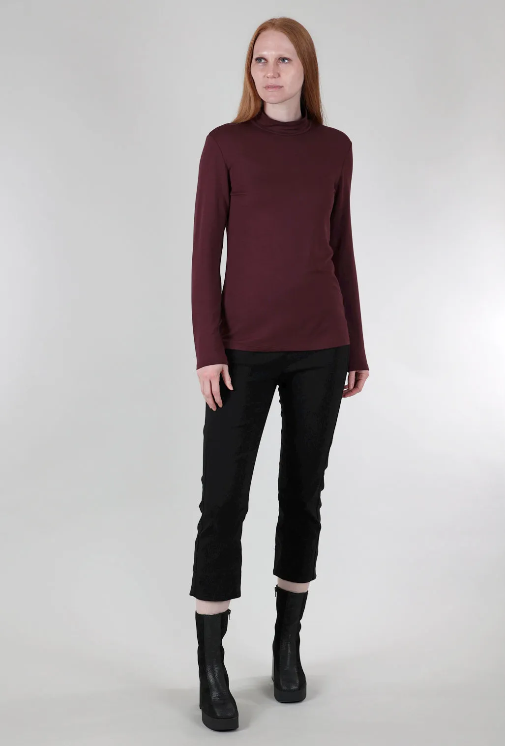 Warm Fit Essential Jersey Mock Neck, Burgundy