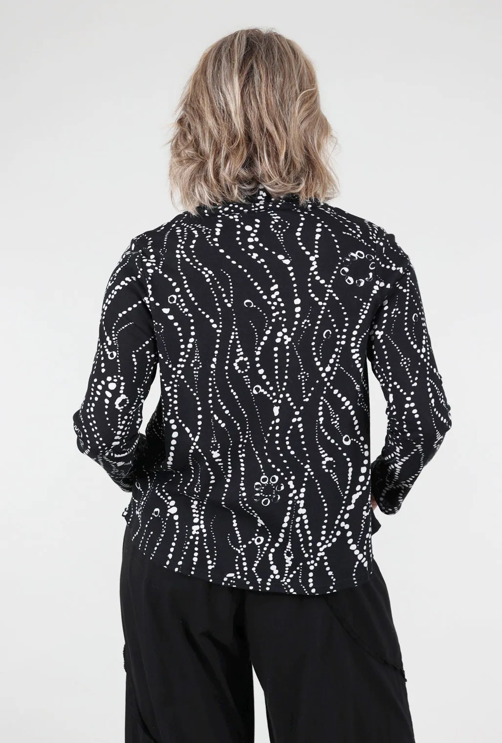 Warm Style Wavy Dot Tneck, Black