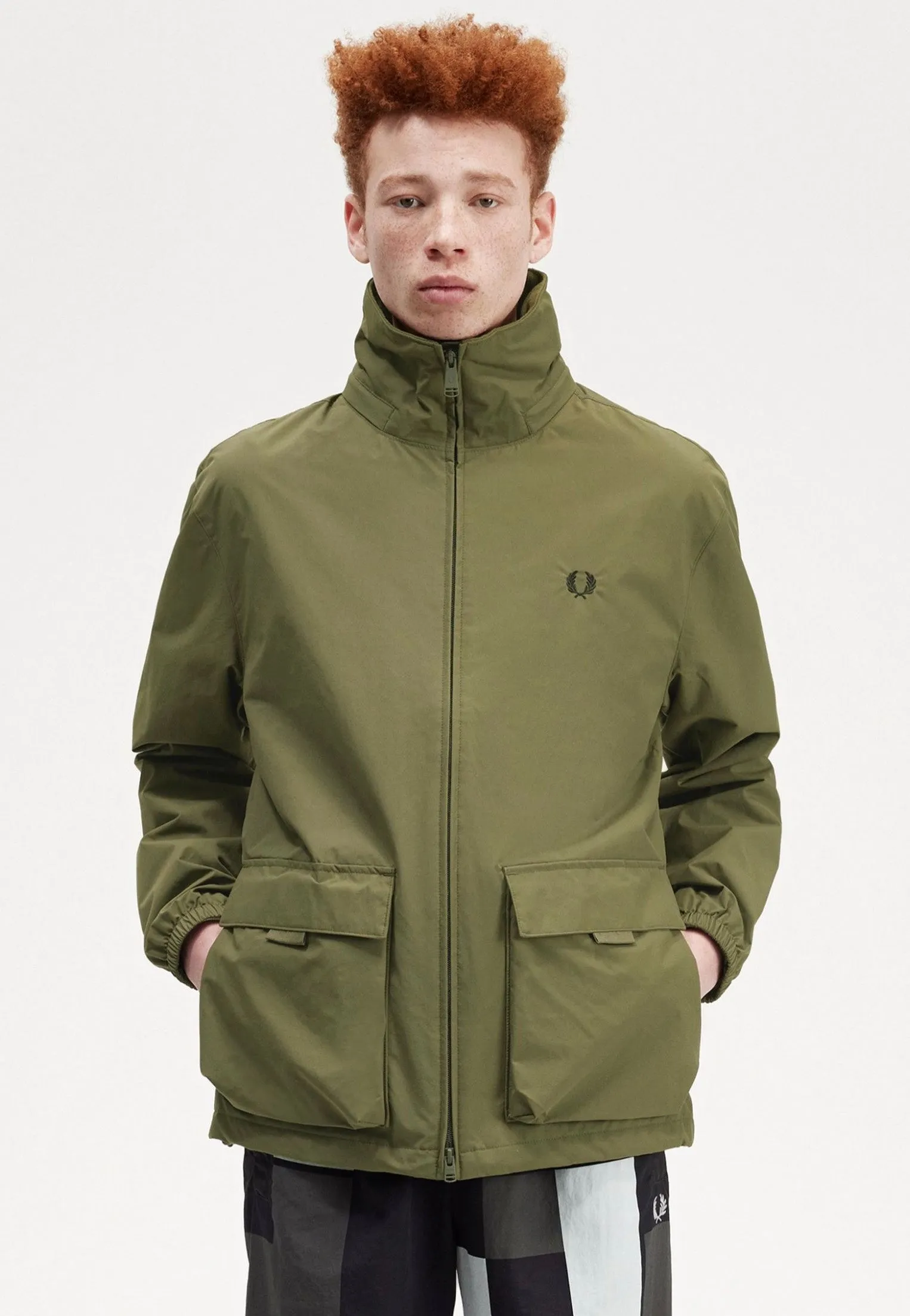 Water resistant item Fred Perry - Patch Pocket Zip Through Uniform Green - Jacket