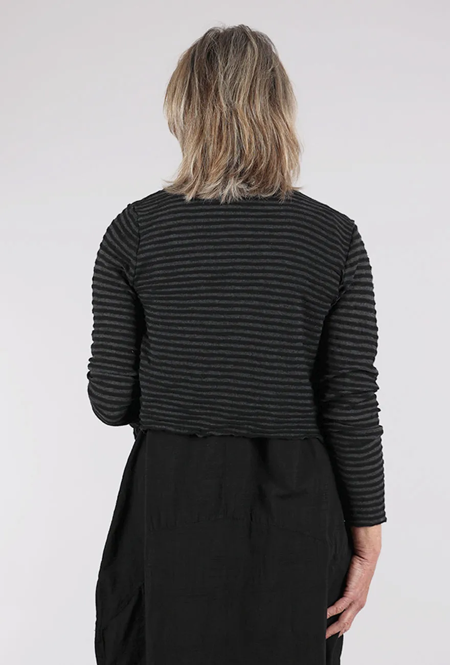 Wear-resistant Shadow Stripe Knit Cardie, Black