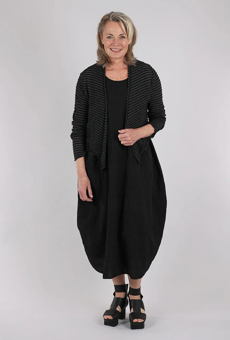 Wear-resistant Shadow Stripe Knit Cardie, Black