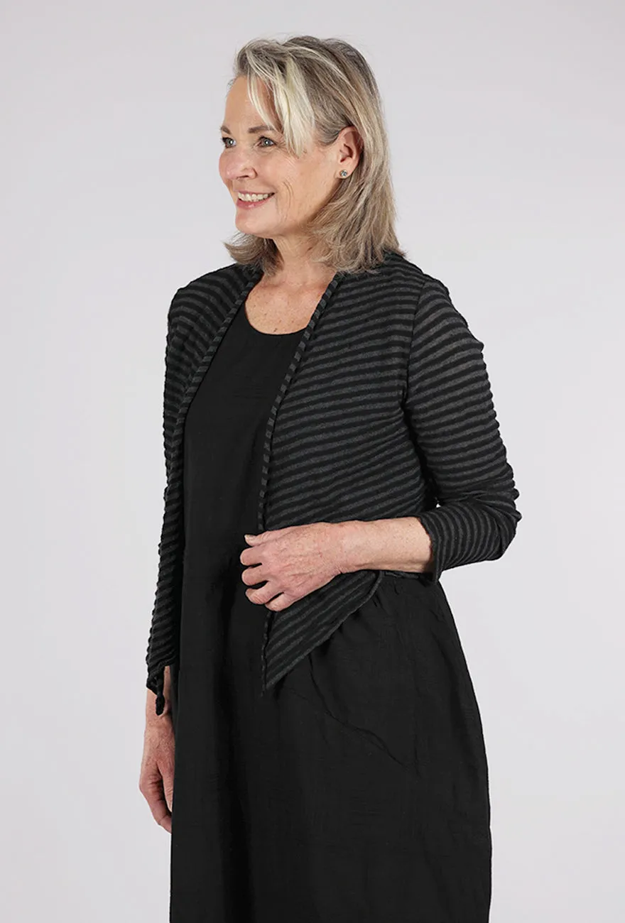Wear-resistant Shadow Stripe Knit Cardie, Black