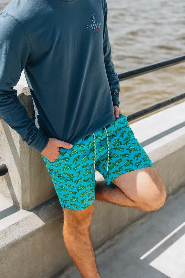Weather Ready Turtle Tour: Swim Trunks - Turquoise