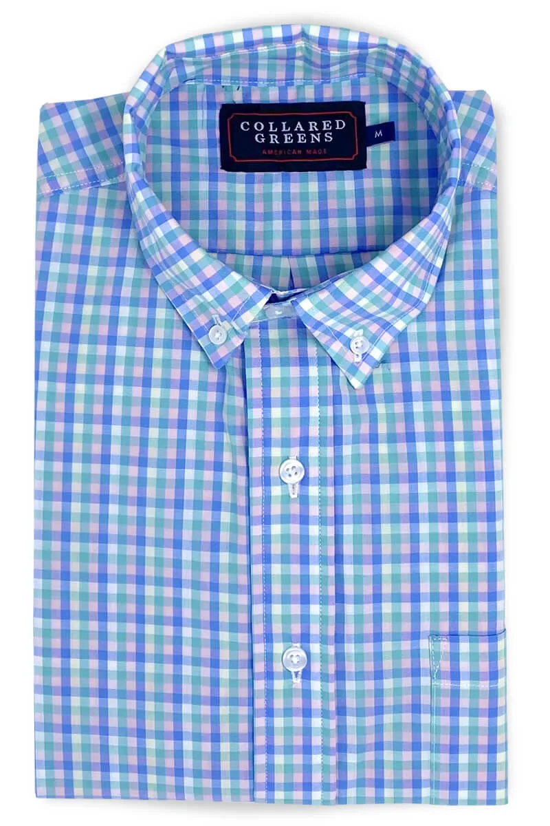 Weber: Brookline Button Down Shirt - Blue/Pink/Green Loose Comfortable
