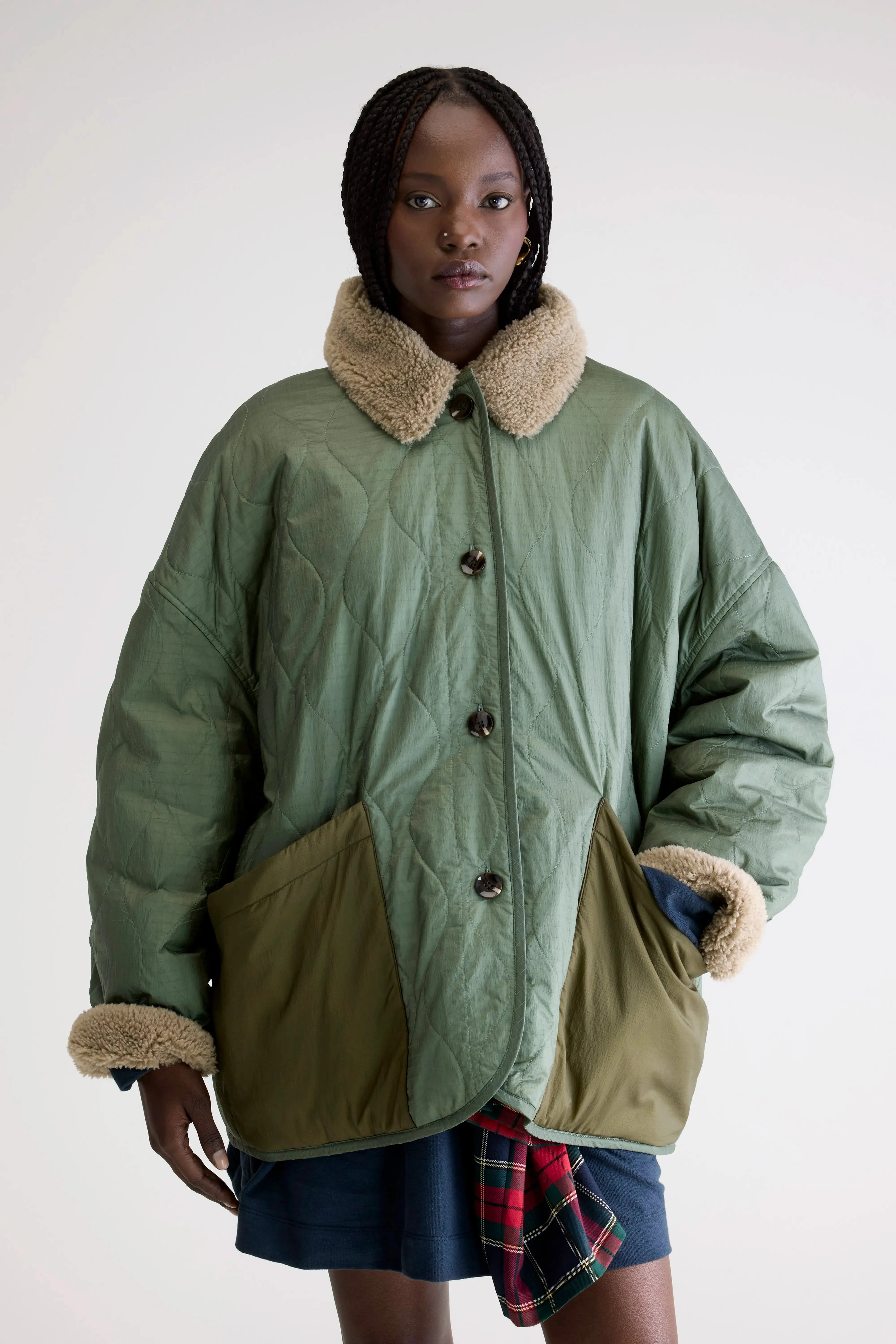 Weekend Travel Piece Hampton teddy jacket (252 / W / EUCALYPTUS)