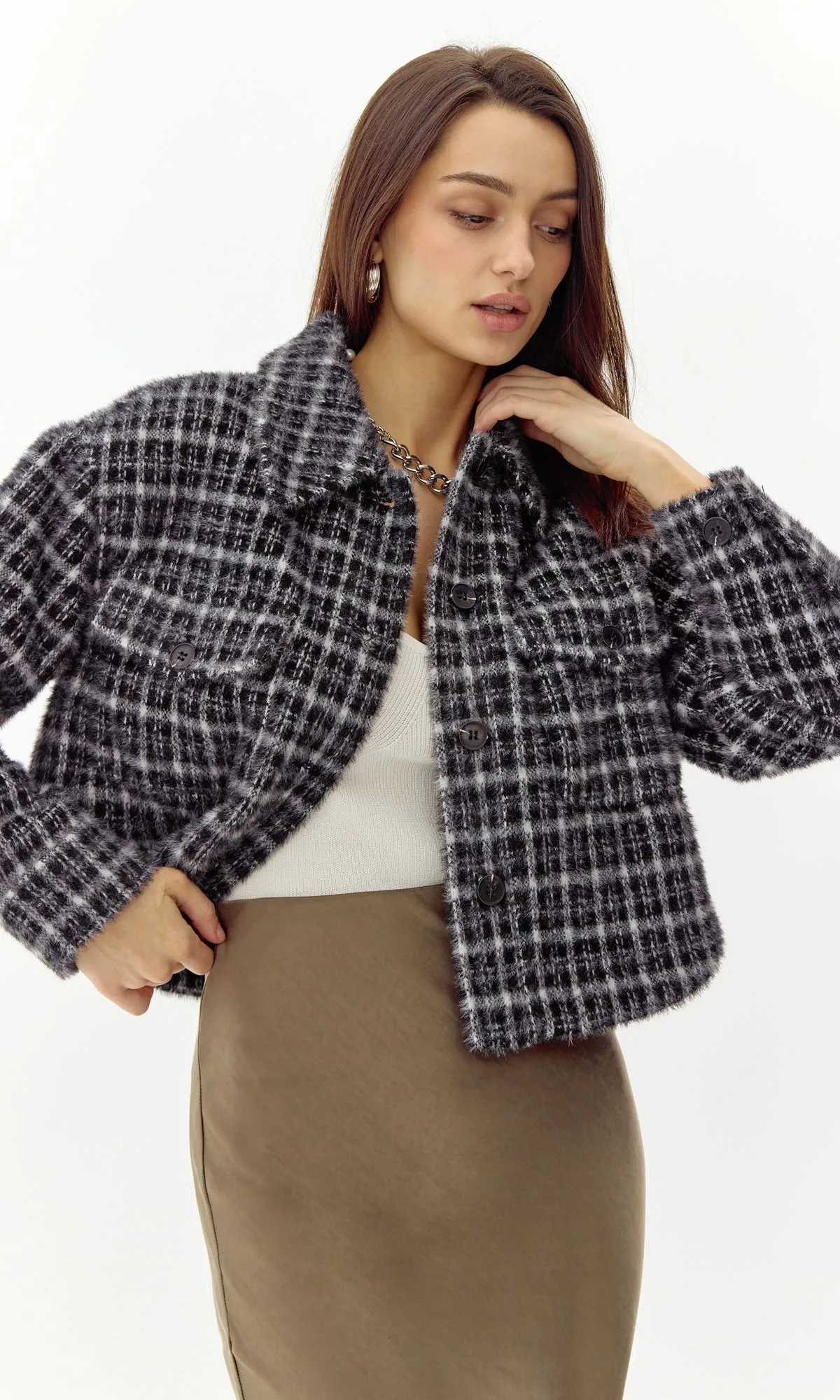 Weston Cropped Knit Shacket Pure Comfort