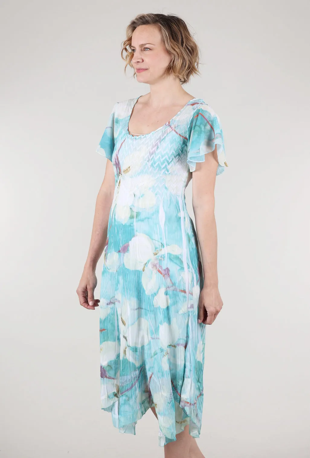 White Tie Chiffon Watercolor Dress, Iris