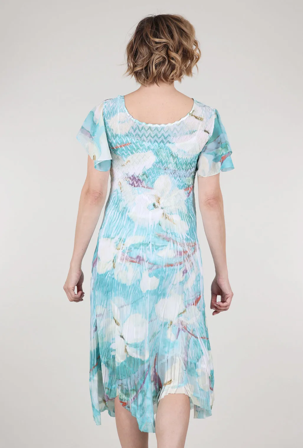 White Tie Chiffon Watercolor Dress, Iris