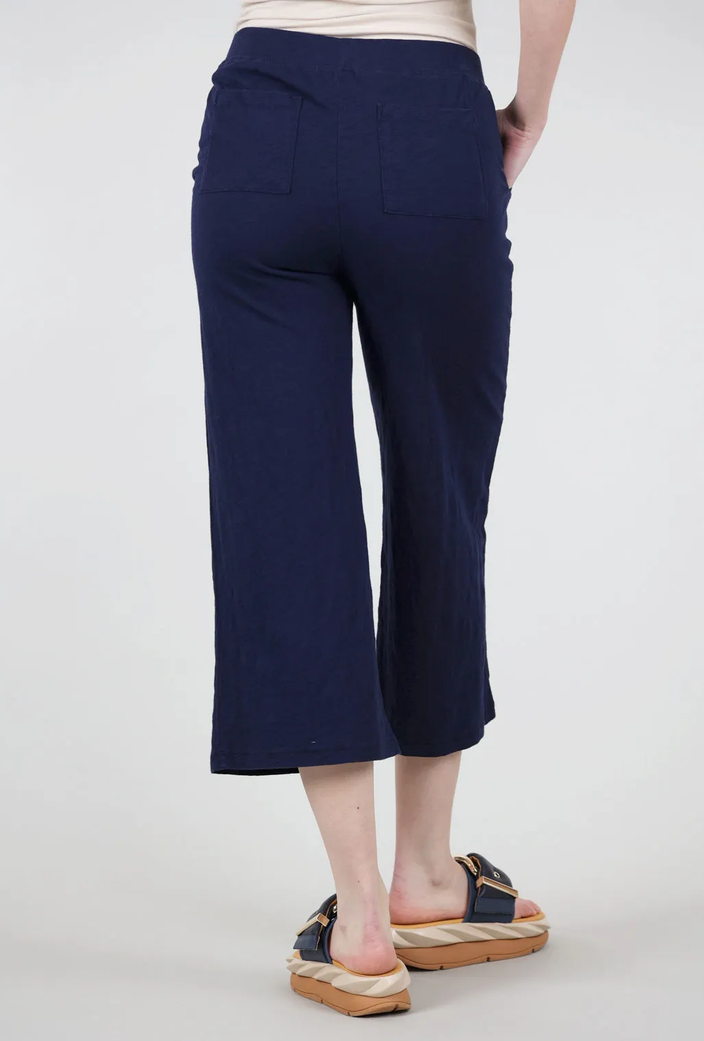 Wide Leg Crop Pants, Navy Modern Cut