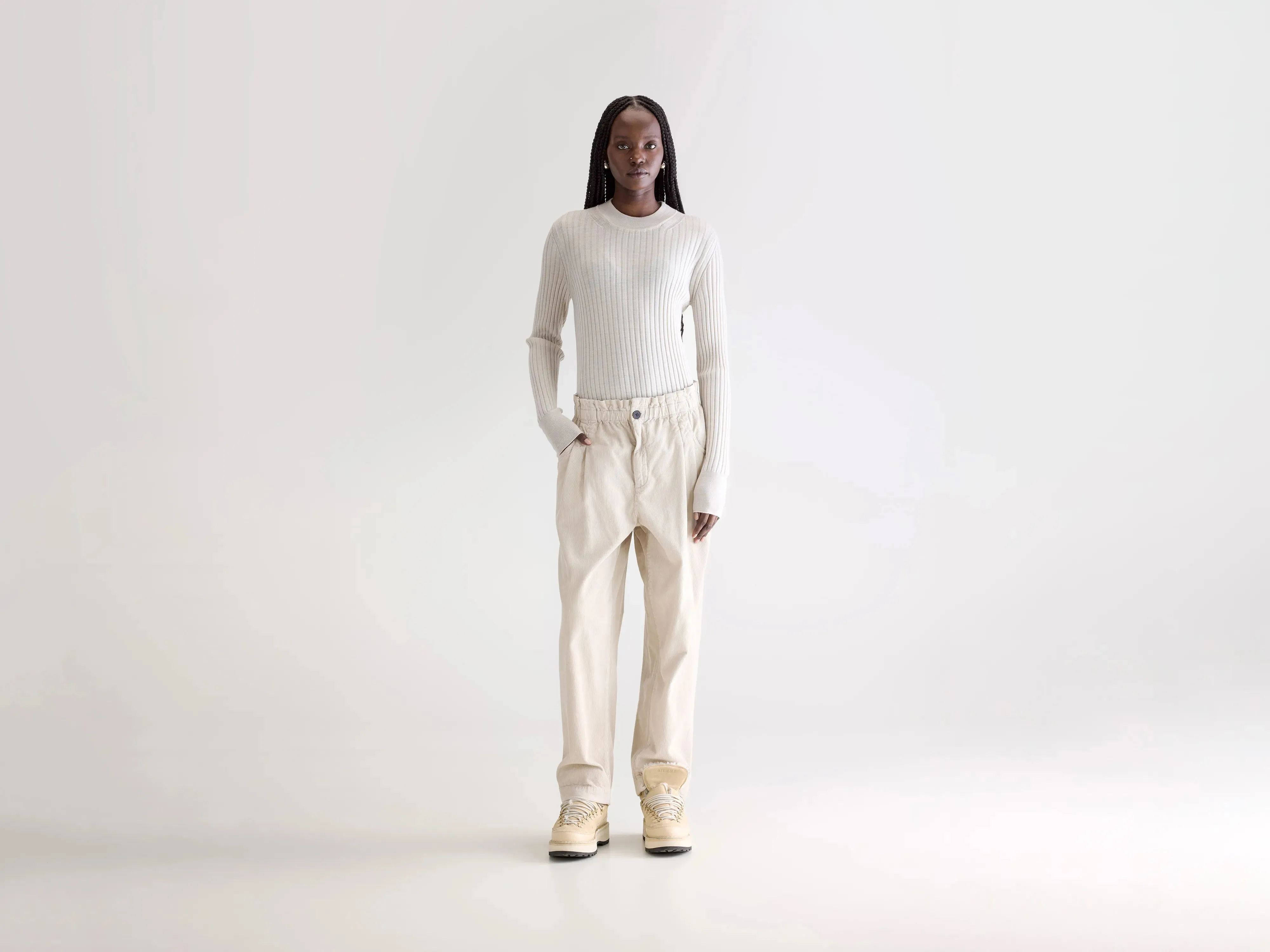 Loose cut Winona paperbag trousers (252 / W / STONE)
