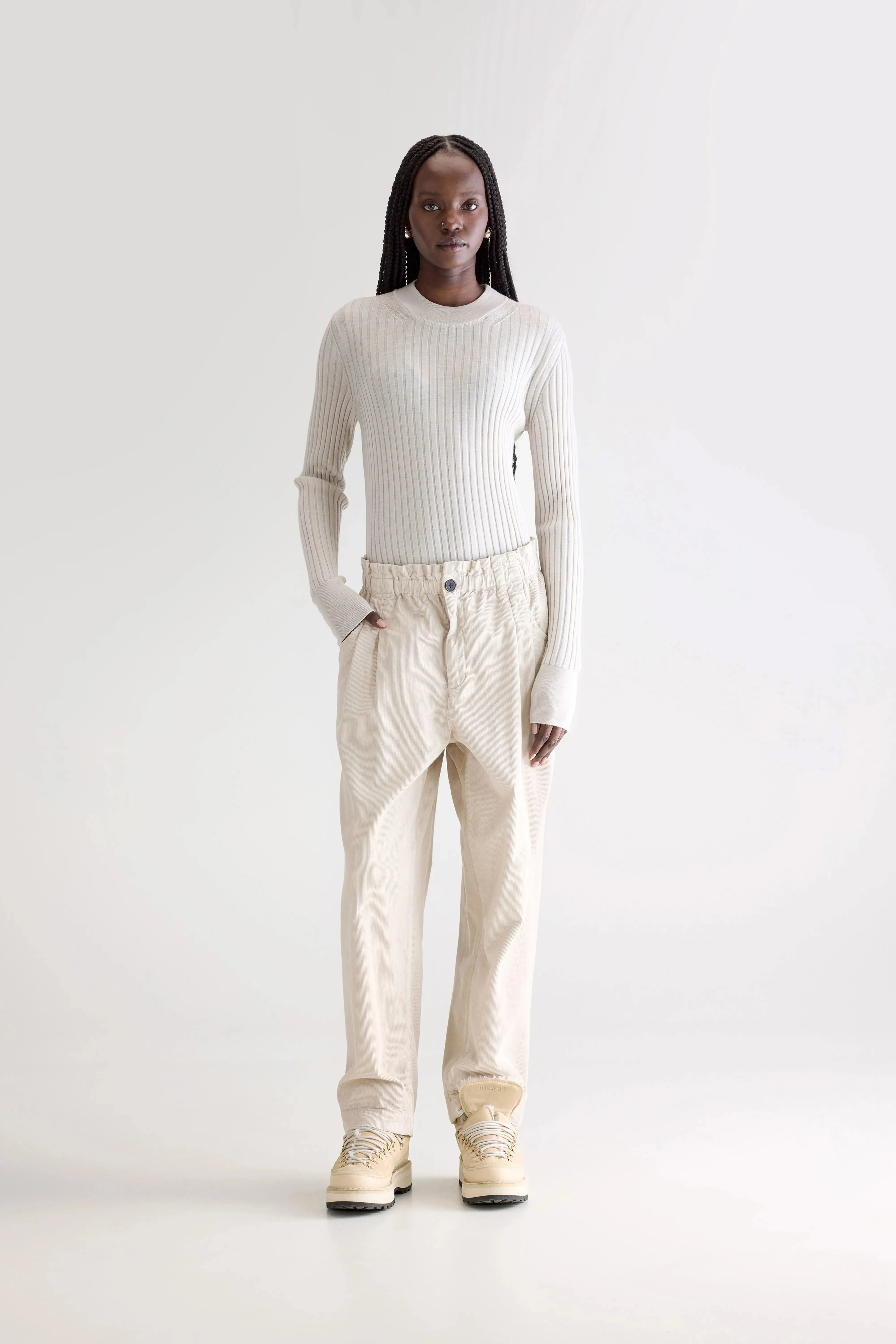 Winona paperbag trousers (252 / W / STONE) Casual Fit