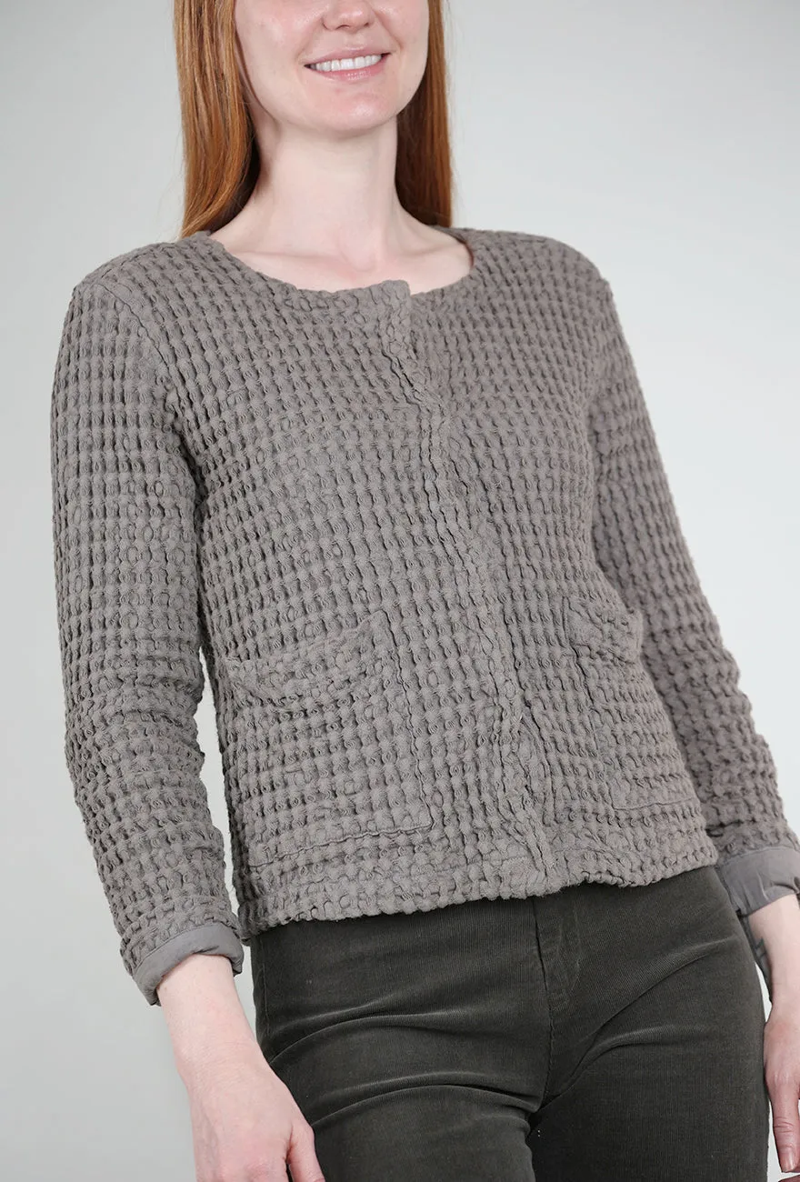 Winter Essential Mododoc Waffle Boxy Jacket, Onyx