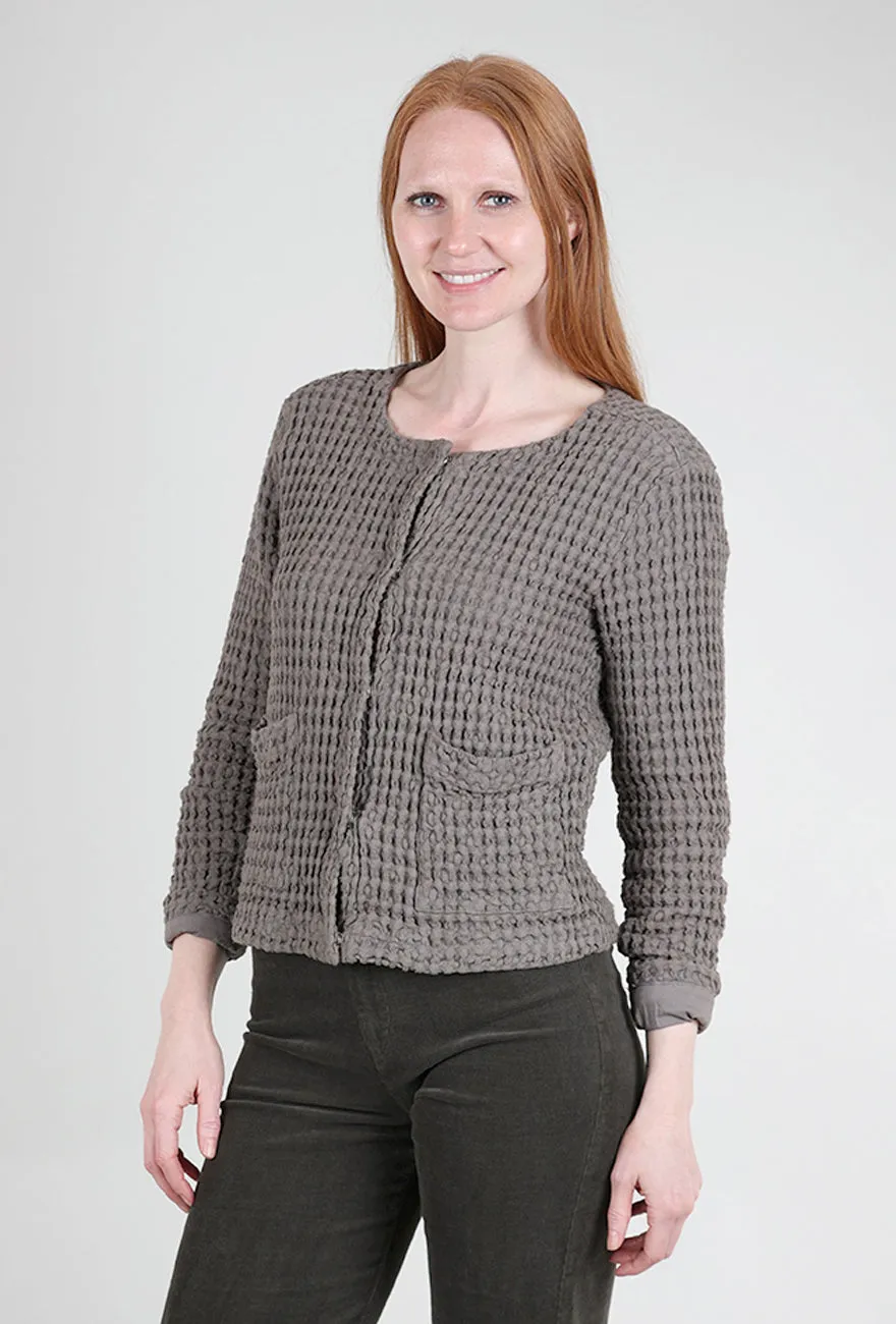 Winter Essential Mododoc Waffle Boxy Jacket, Onyx
