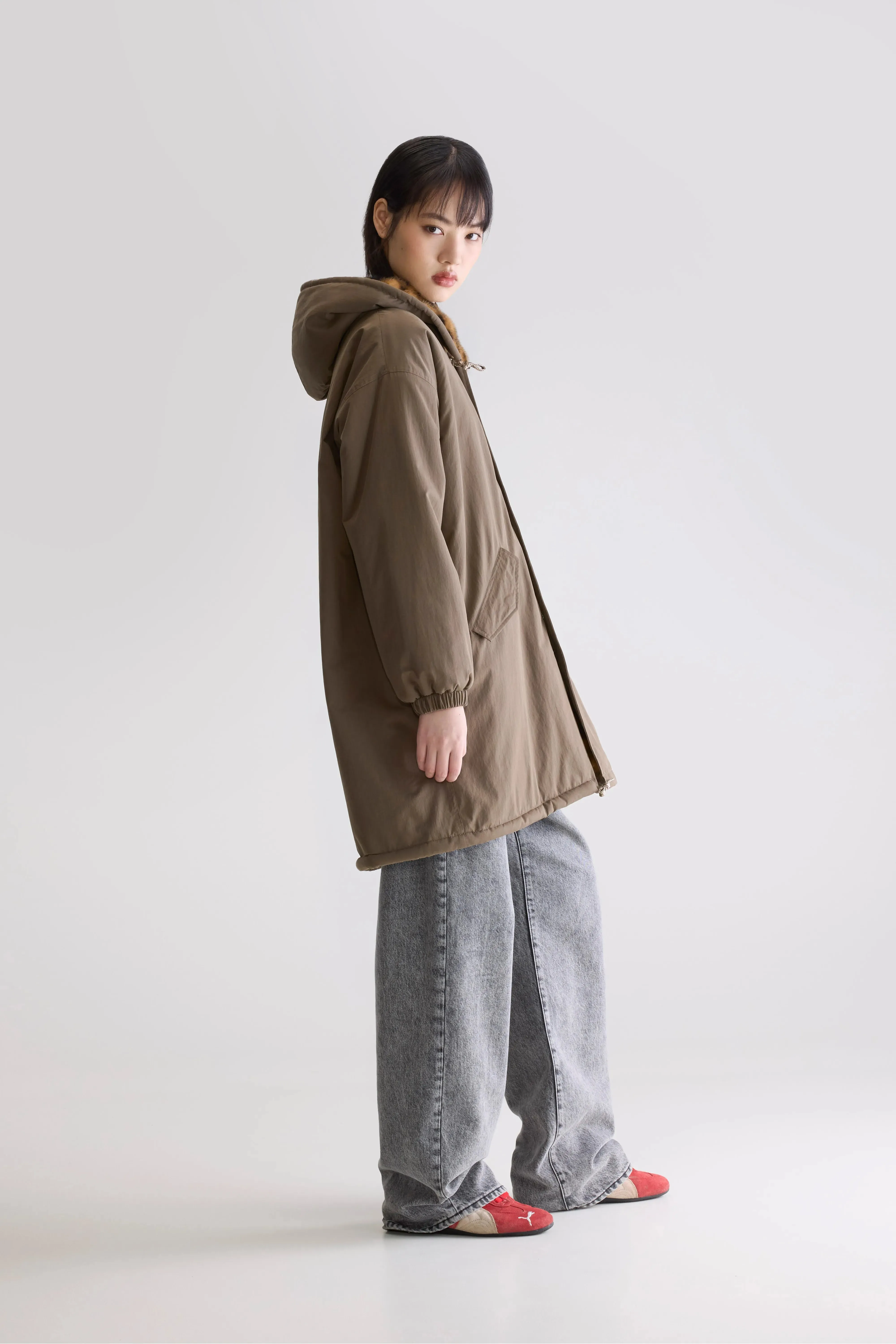 winter warmth Laos hooded parka (252 / W / SAGE)