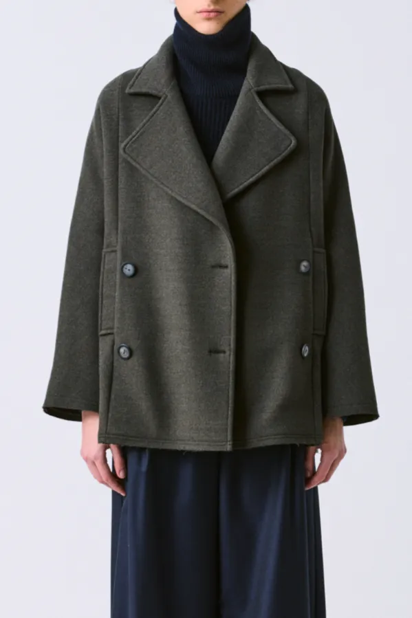 Modern Minimal Wool Military Peacoat