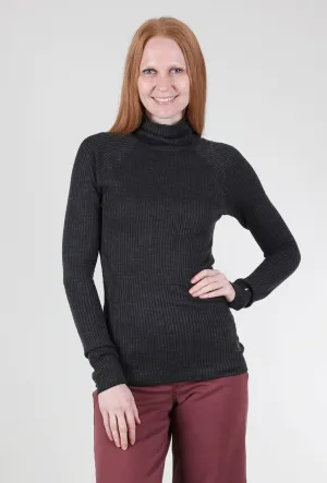 Thermal Rib Turtleneck, Mid Gray Trendy textured knit