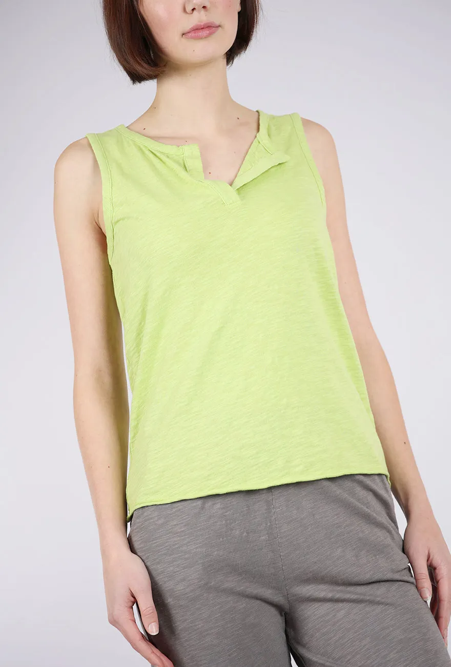 World - class - outstanding Split-Neck Henley Tank, Lime