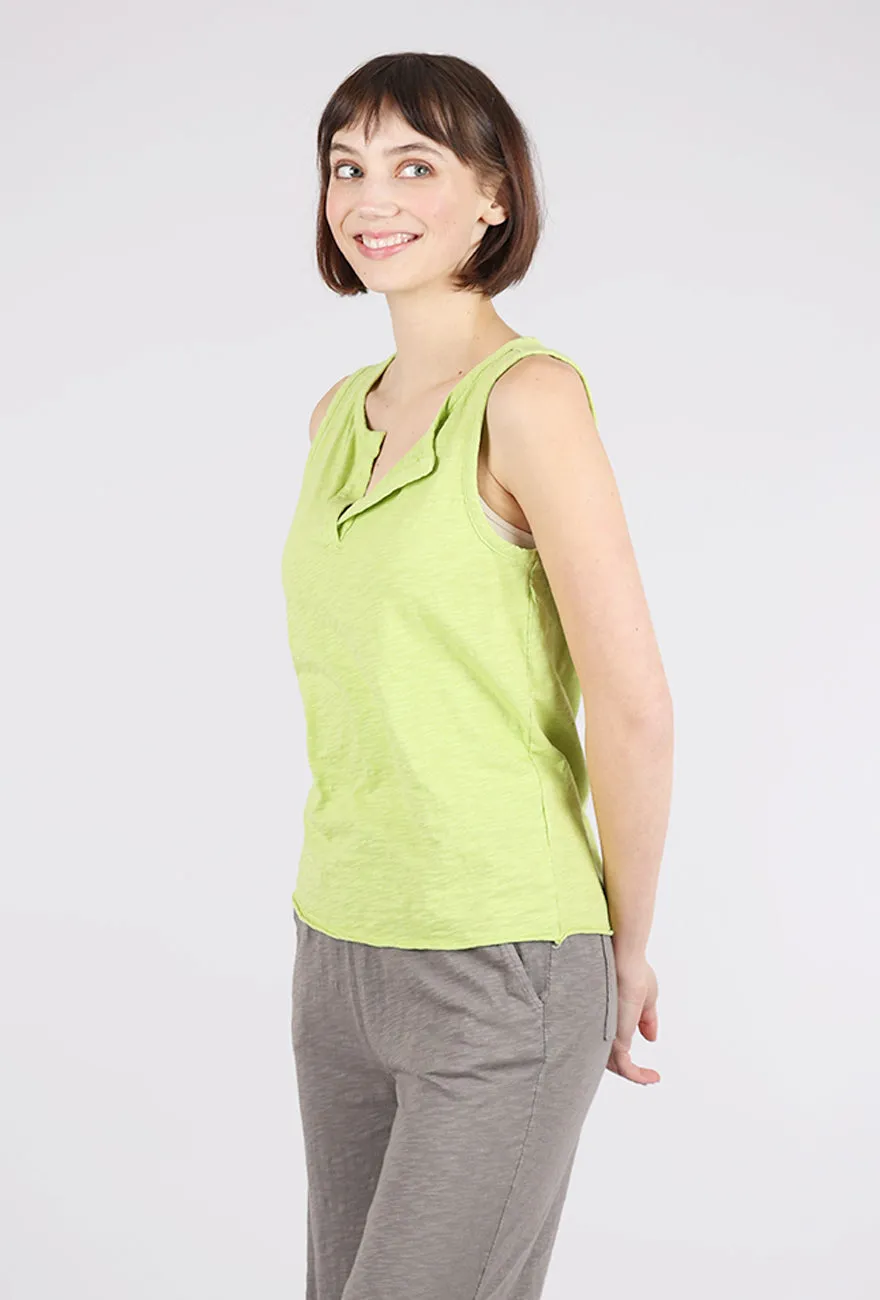 World - class - outstanding Split-Neck Henley Tank, Lime