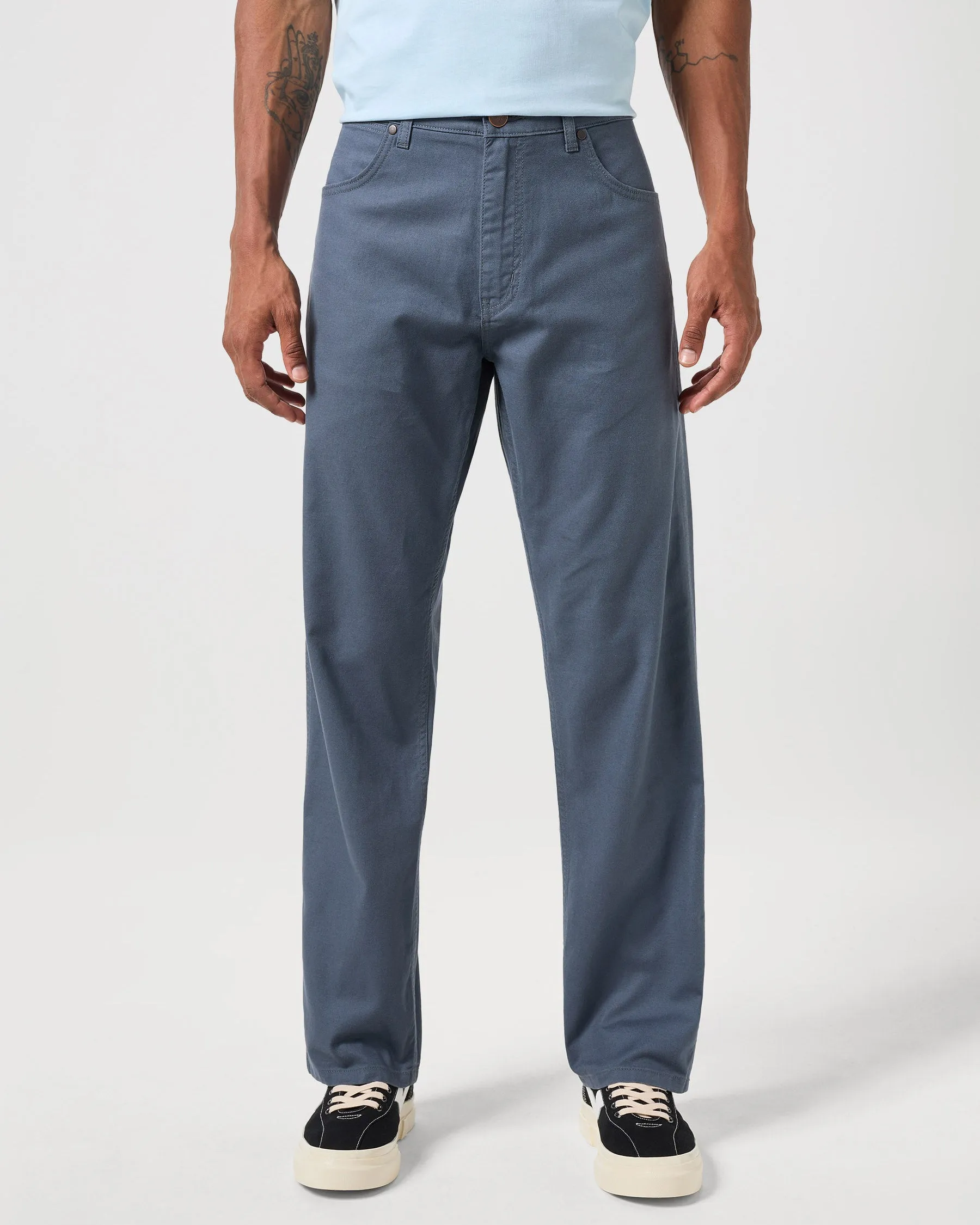 Wrangler Frontier Relaxed Straight Mens Cotton Twill Trousers - Turbulence | Wrangler Chinos & Non-Denim Pants | JEANSTORE