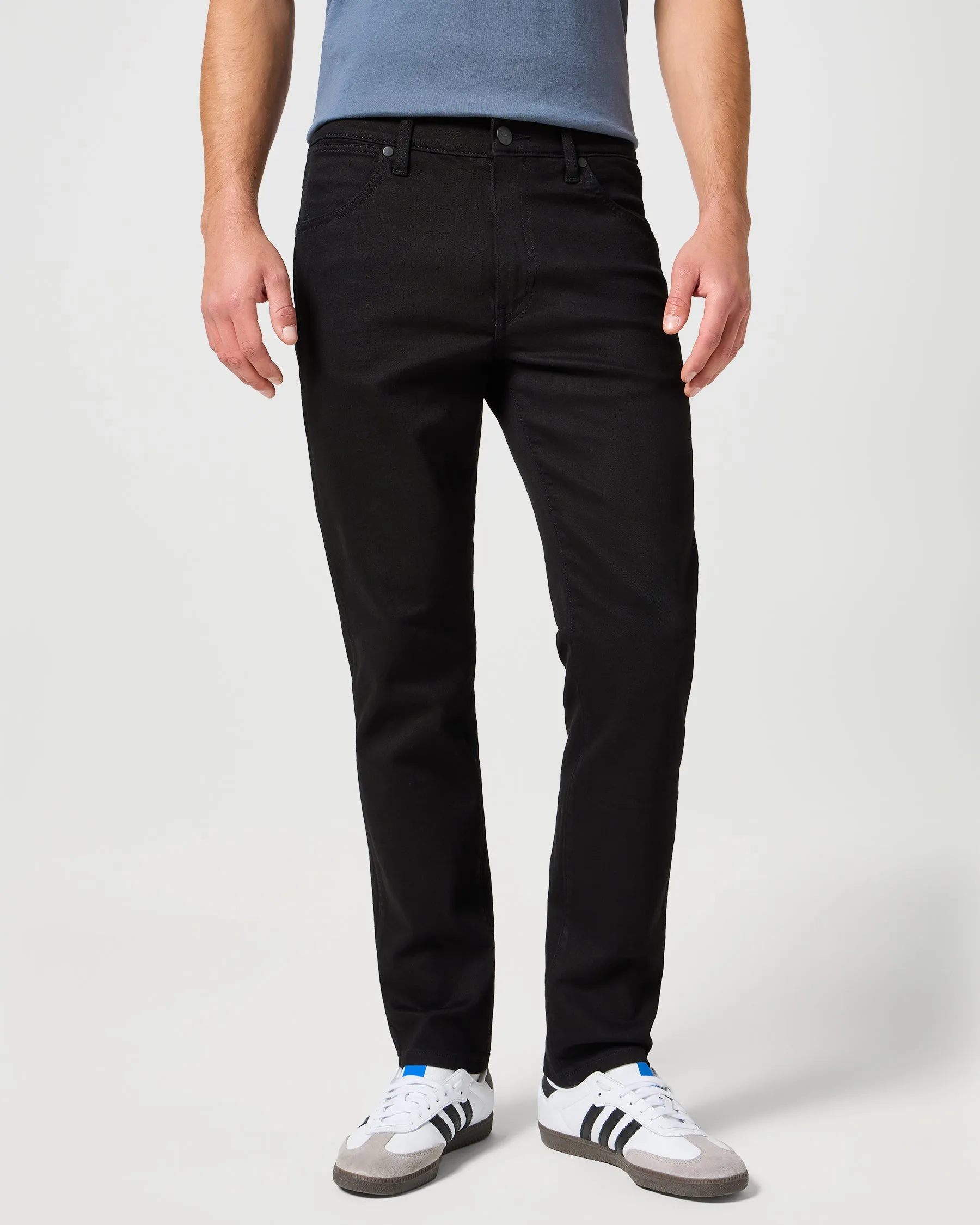 Wrangler Larston Slim Tapered Mens Jeans - Deep Ink (Black) | Wrangler Jeans | JEANSTORE