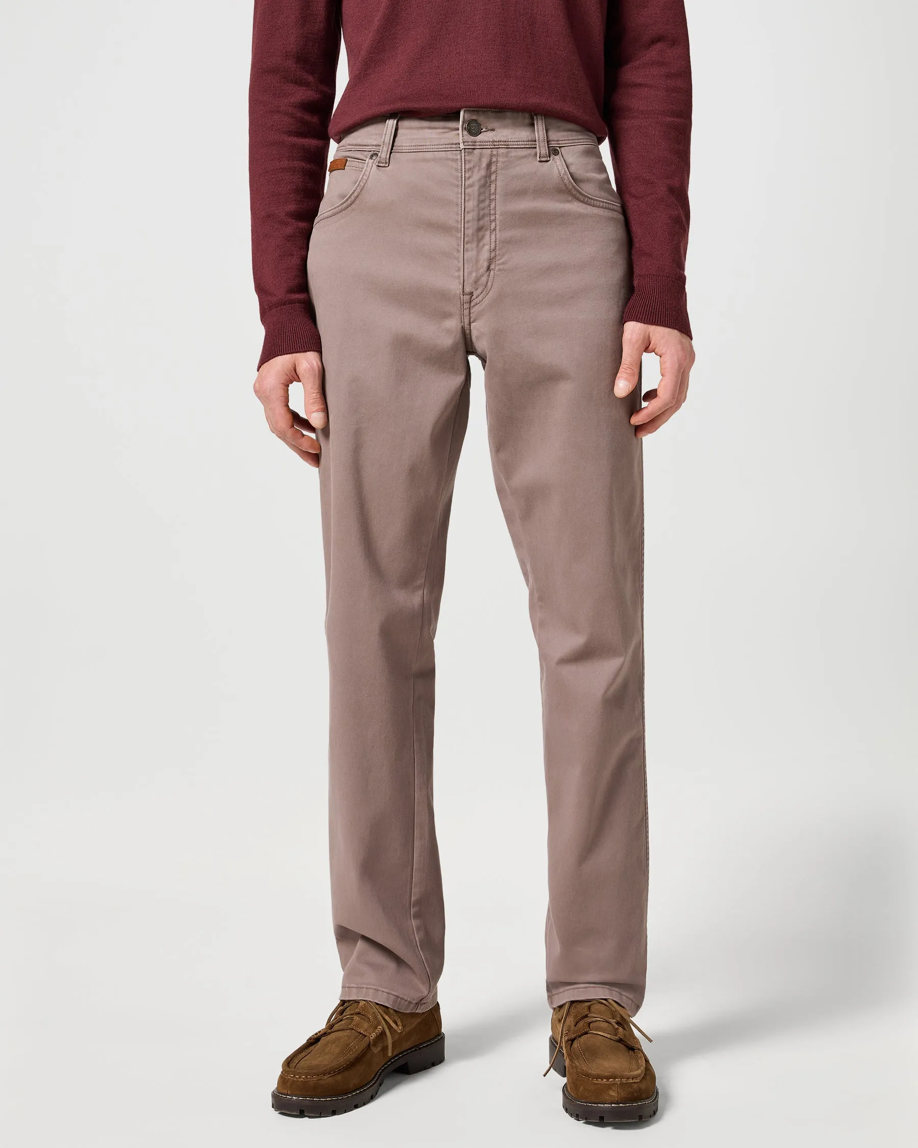 Wrangler Texas Stretch Authentic Straight Mens Cotton Satin Trousers - Iron | Wrangler Chinos & Non-Denim Pants | JEANSTORE